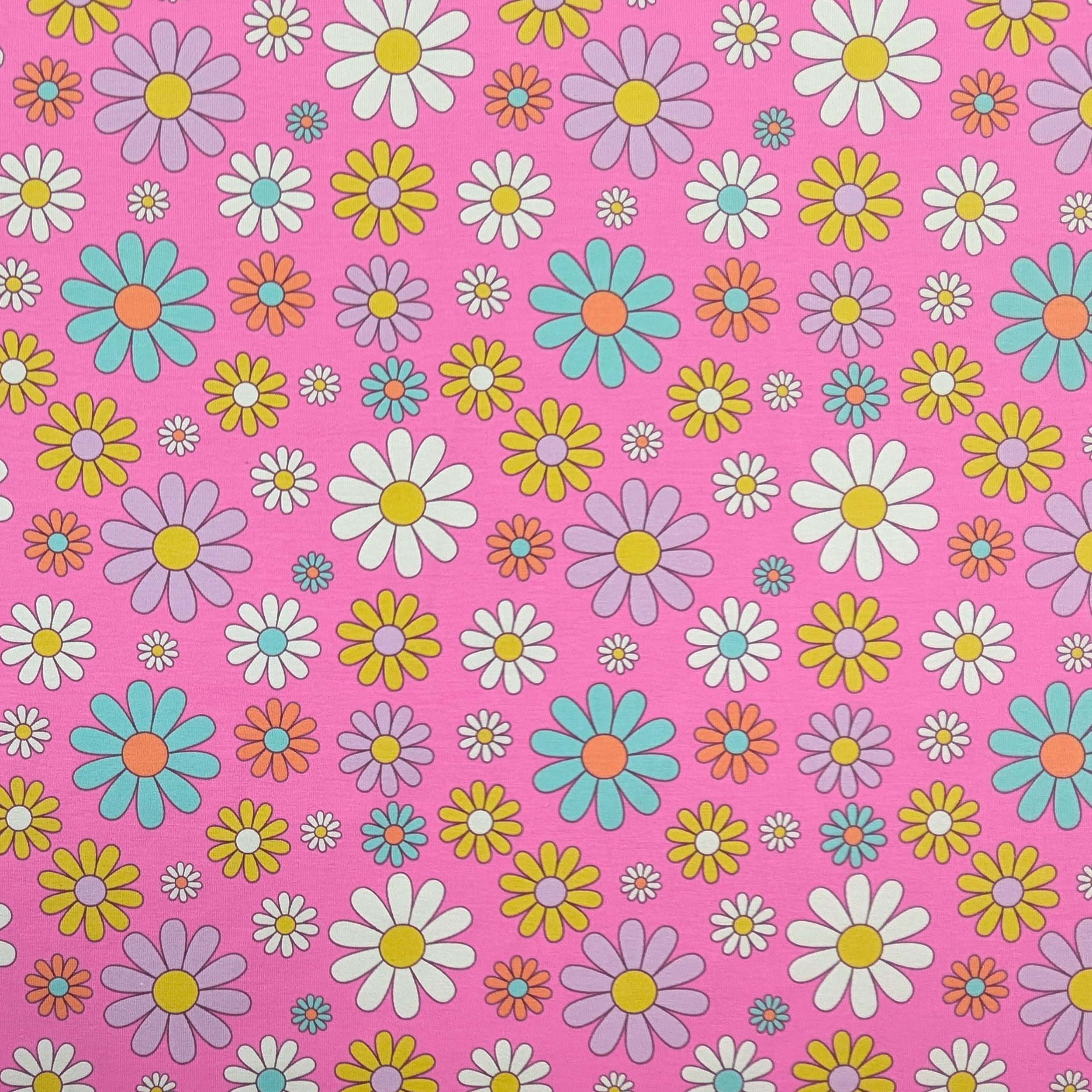 Maglina Cotone Margherite Sfondo Rosa Image