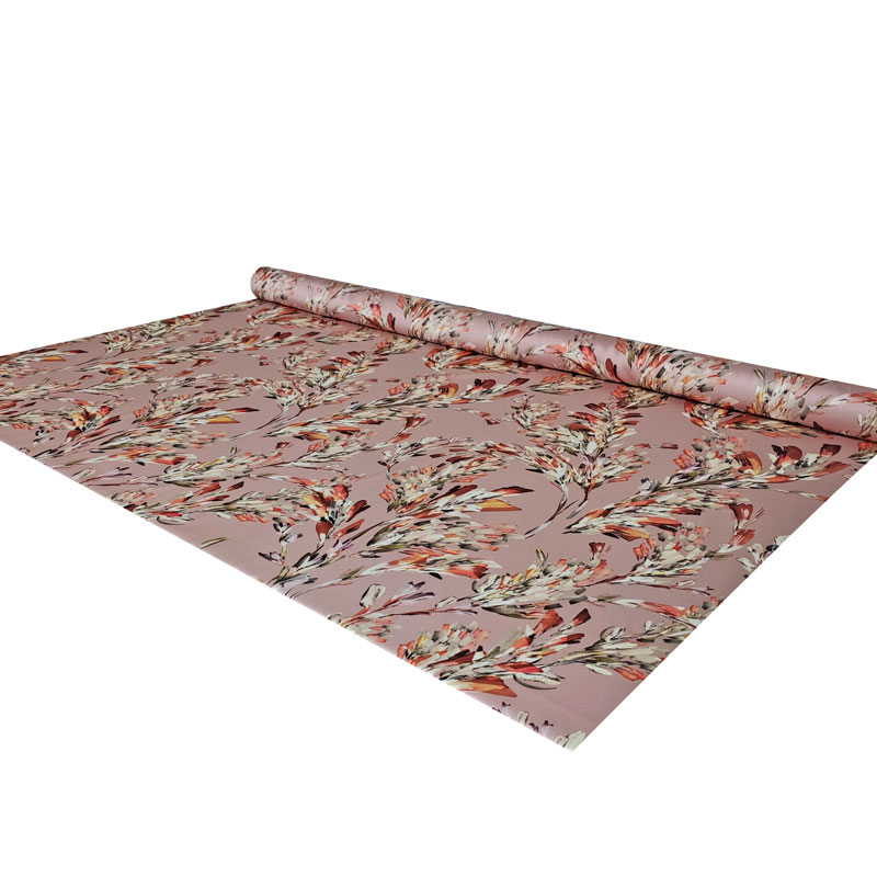 Raso di Seta Elasticizzato Primavera Rosa Astratta
