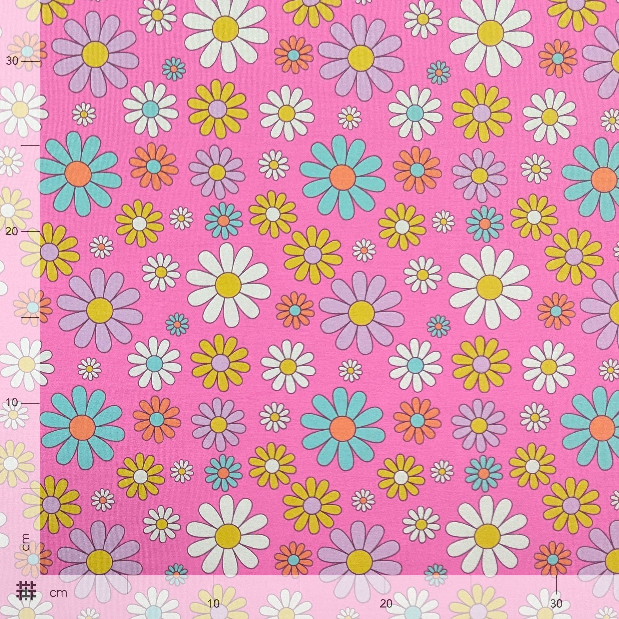Maglina Cotone Margherite Sfondo Rosa Image