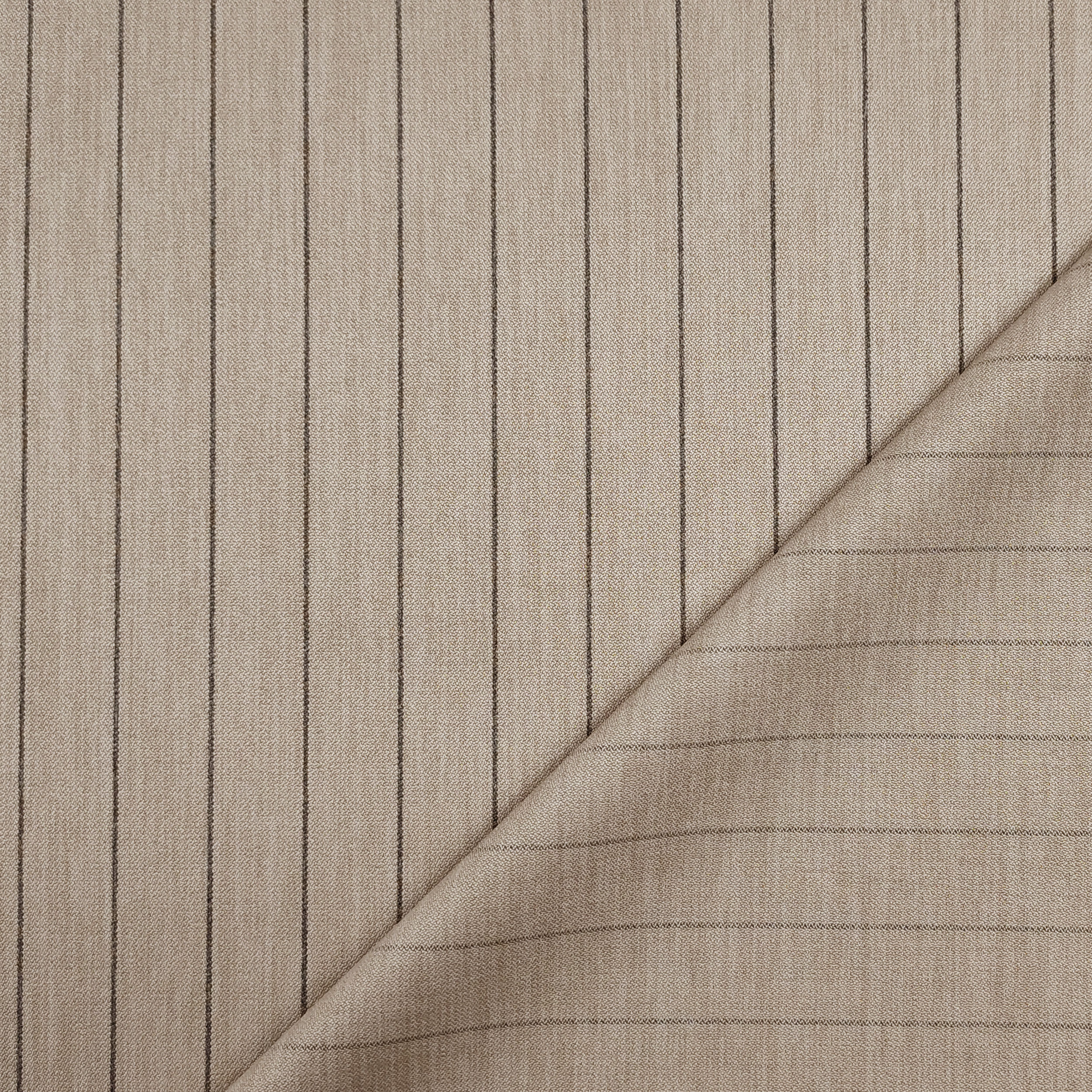 Tessuto Elasticizzato Gessato Lino Beige