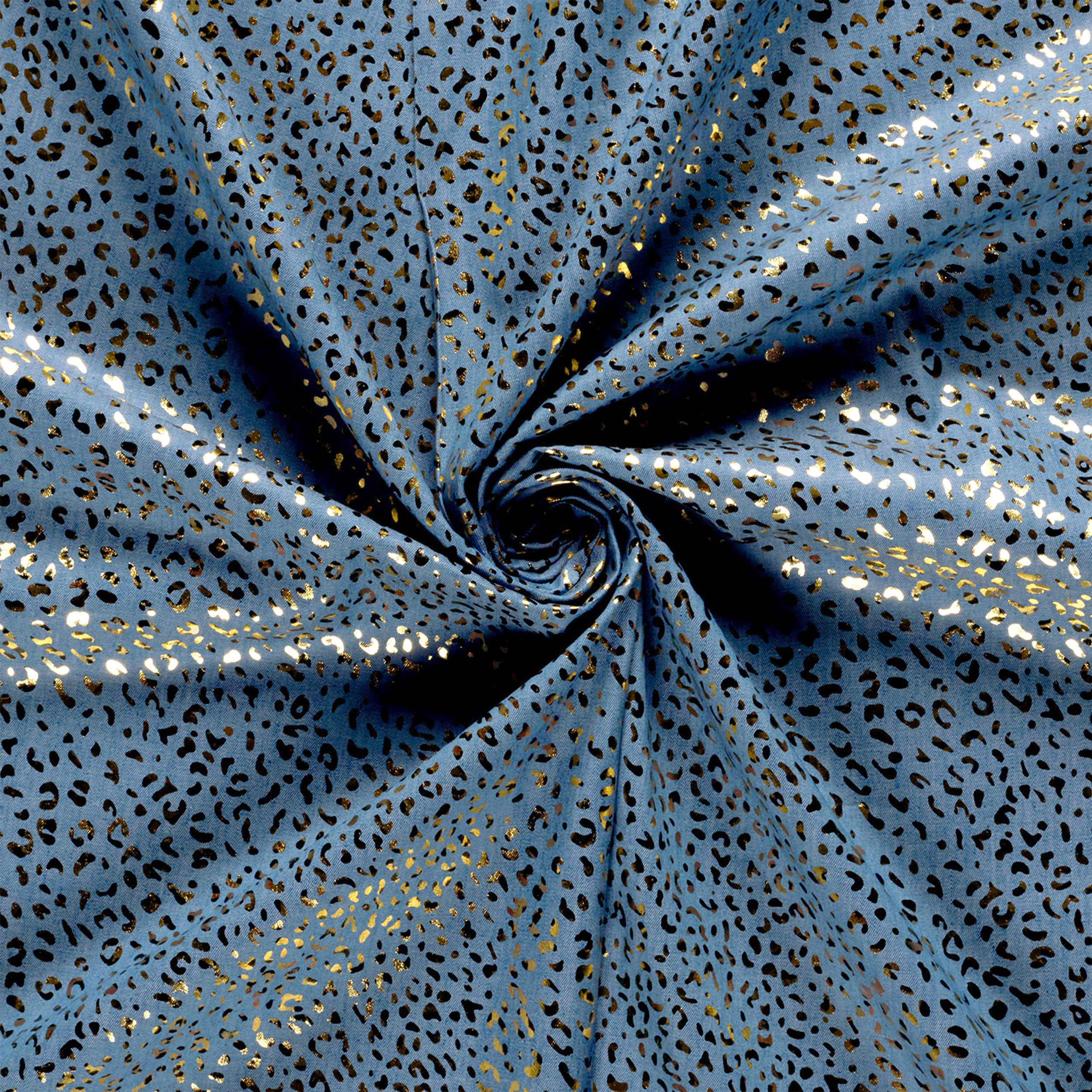 Ritaglio Jeans di Cotone Leopardato Oro 90x148 cm Image