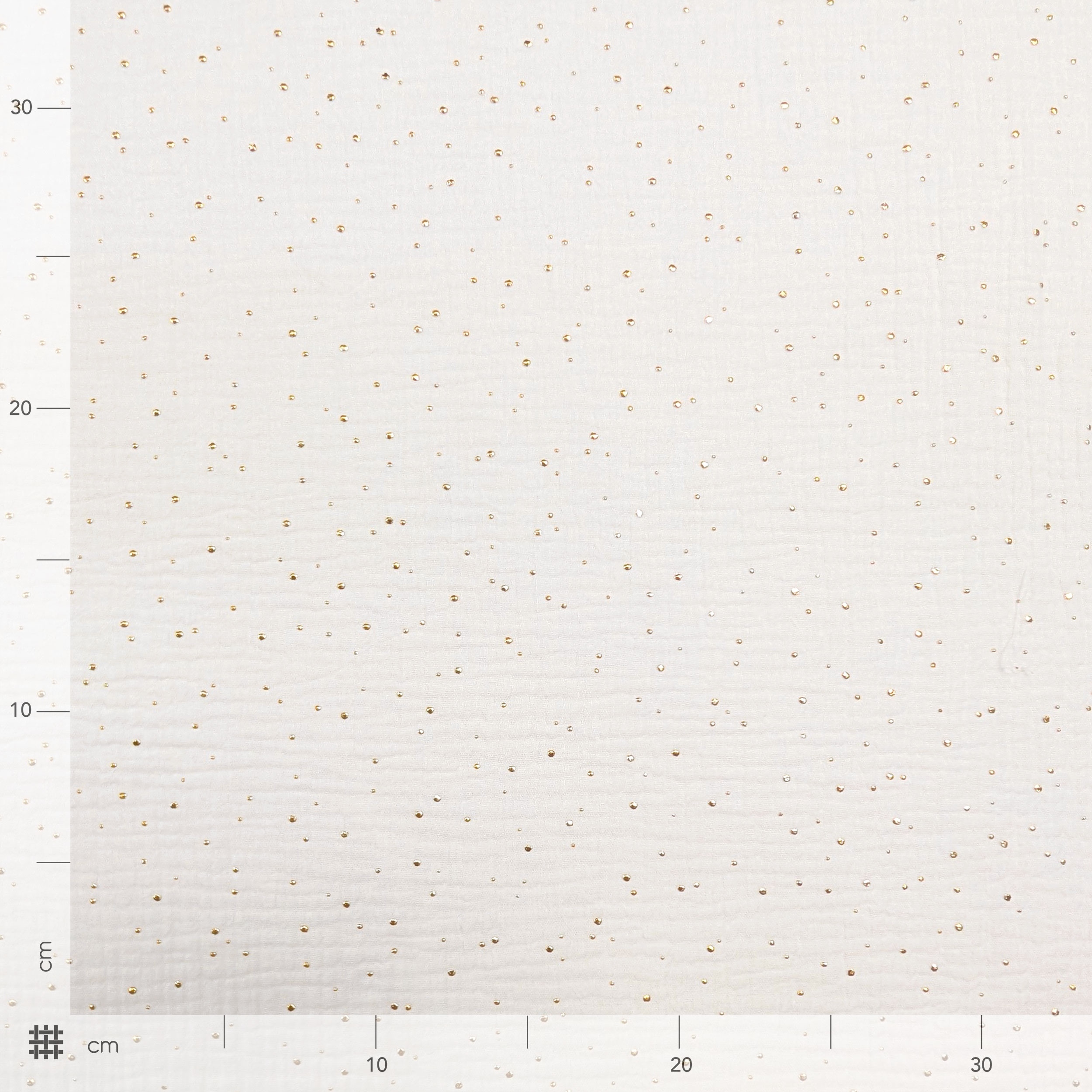 Mussola Cotone Bianco Latte con Pois Oro Image