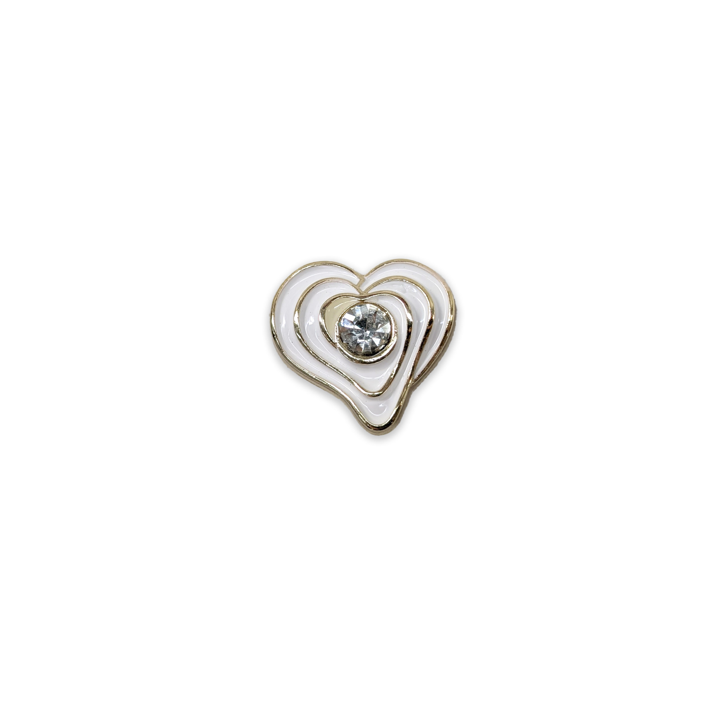 Bottone Strass Cuore Bianco Image