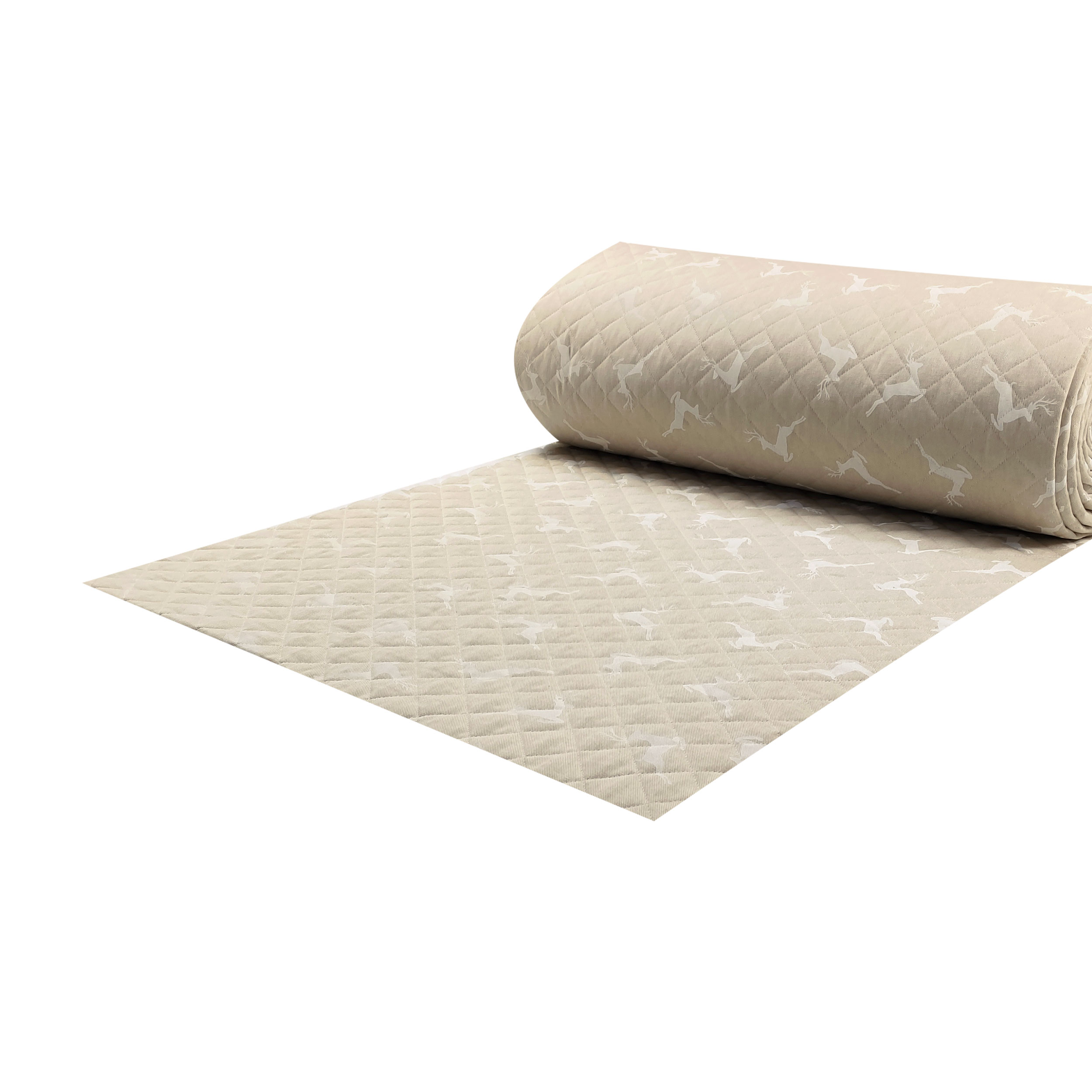 Tessuto Trapuntato Renne Sfondo Beige