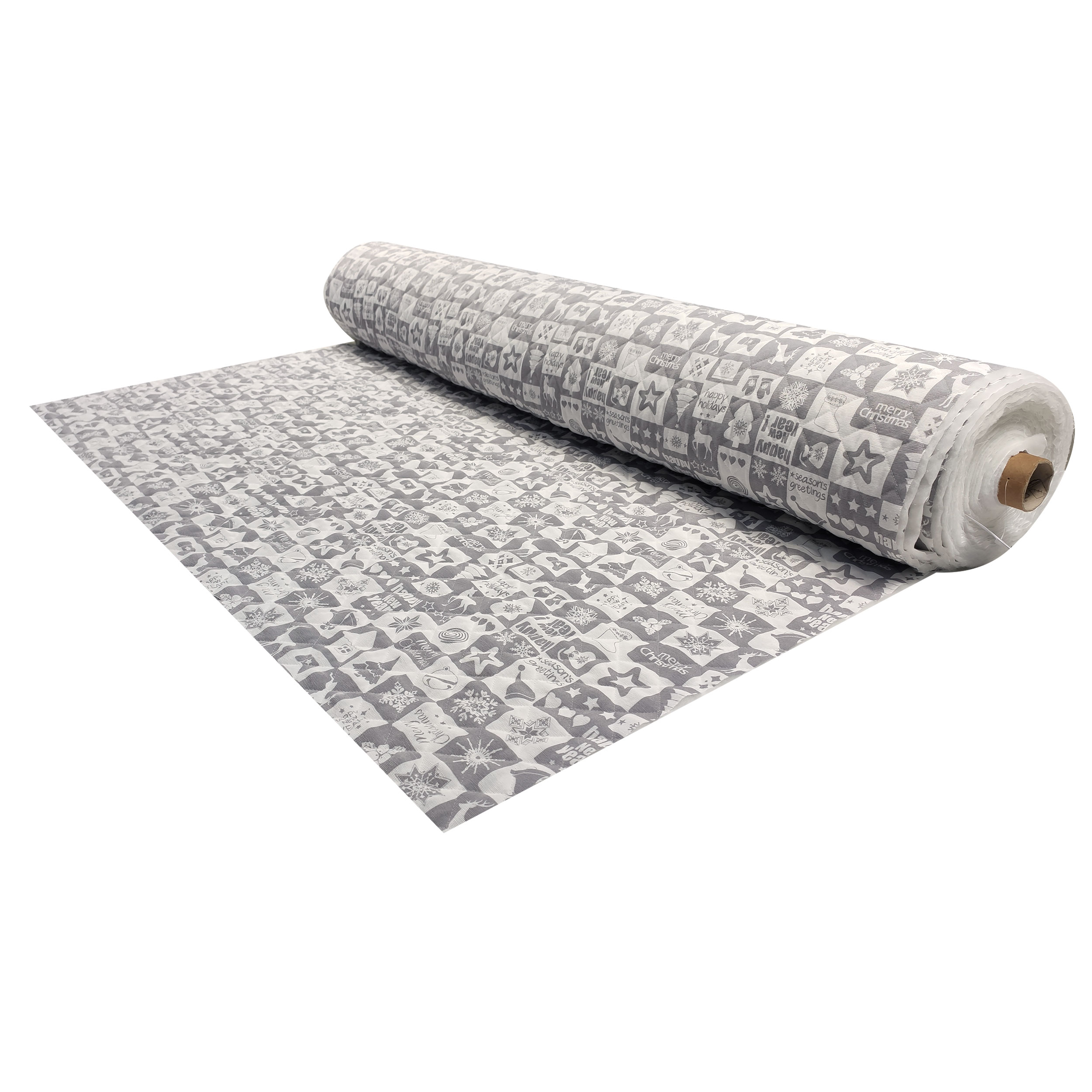 Tessuto Trapuntato Patchwork Natalizio Grigio