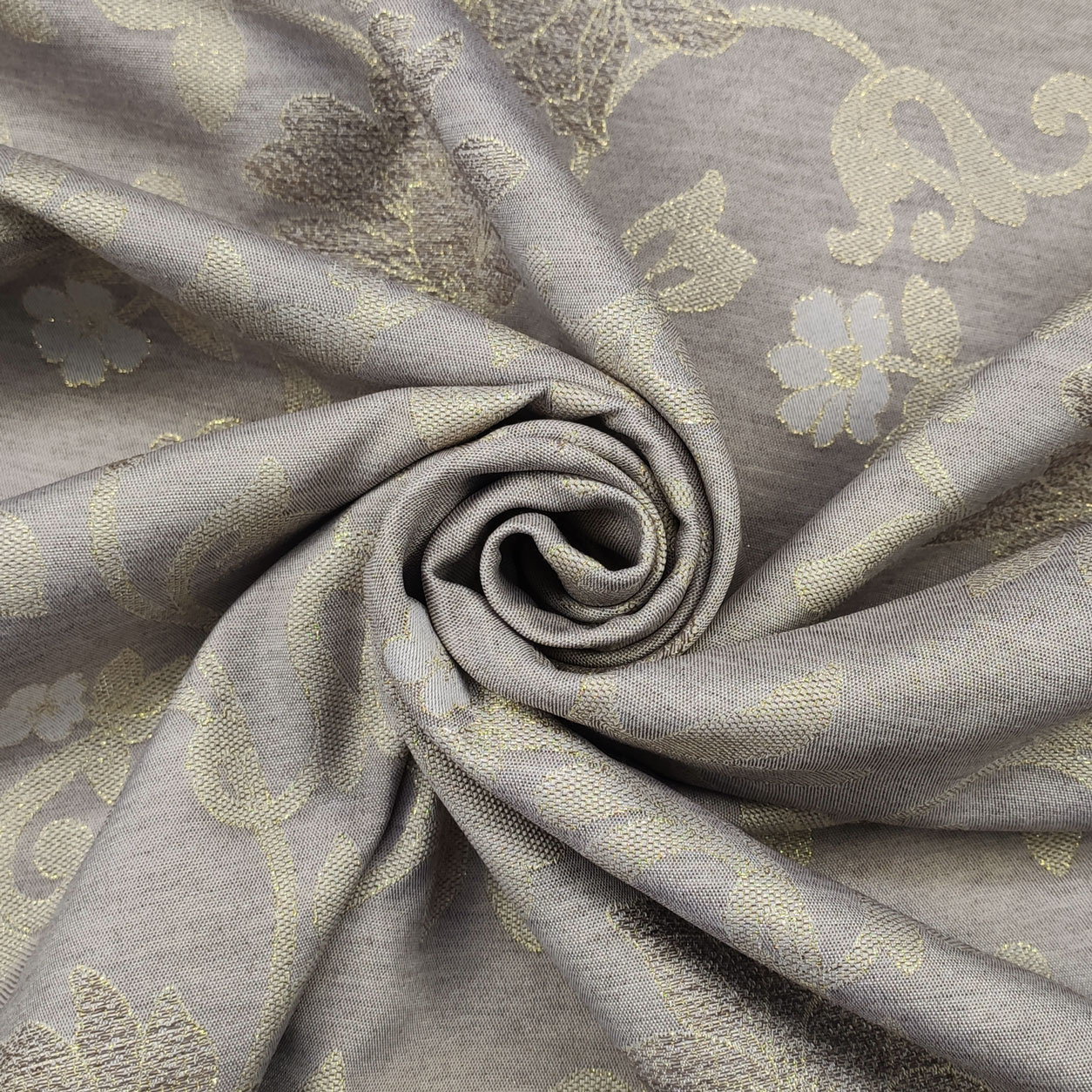 tessuto arredo misto cotone fiori beige lurex