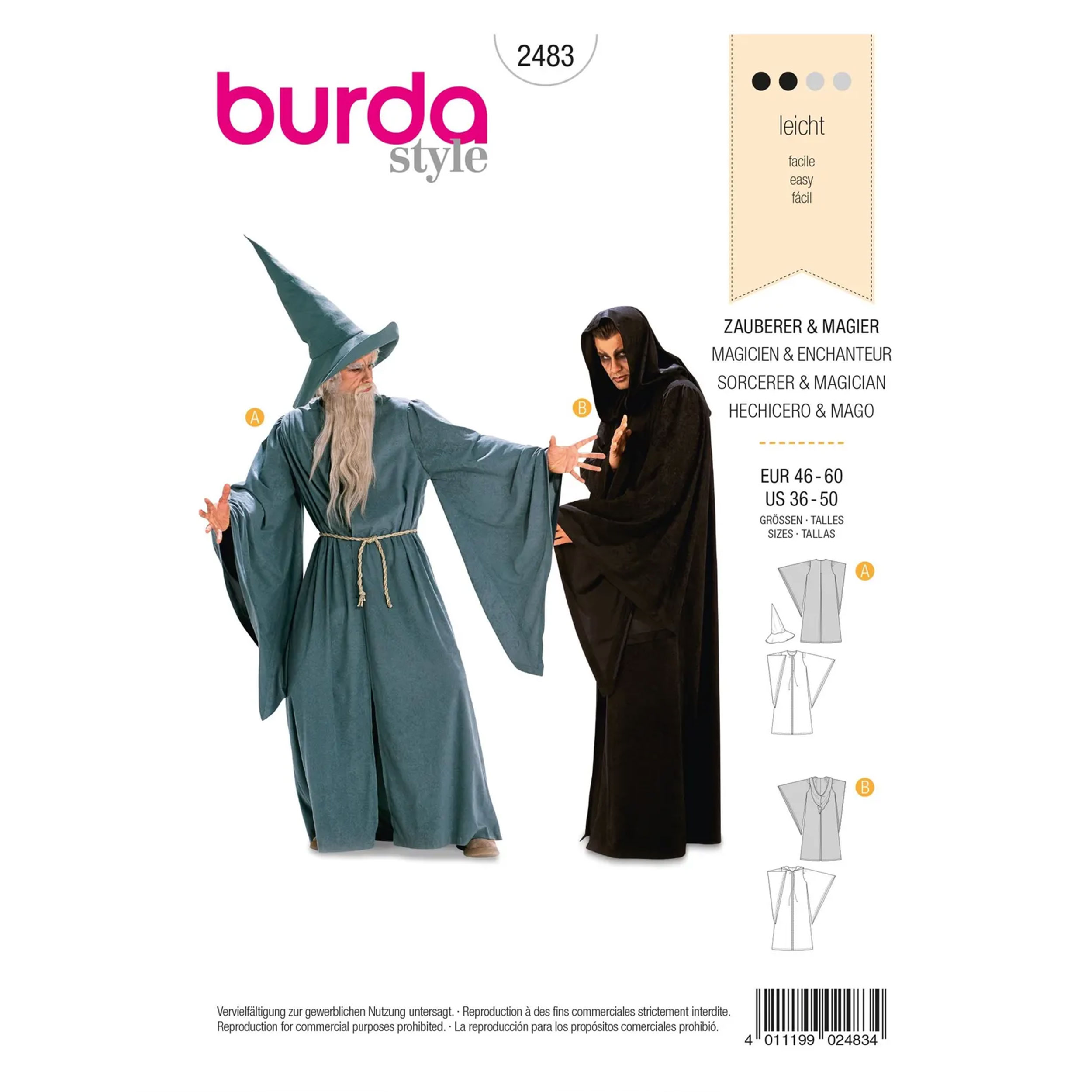 Cartamodello Burda Style Easy Carnevale Stregone e Mago Image