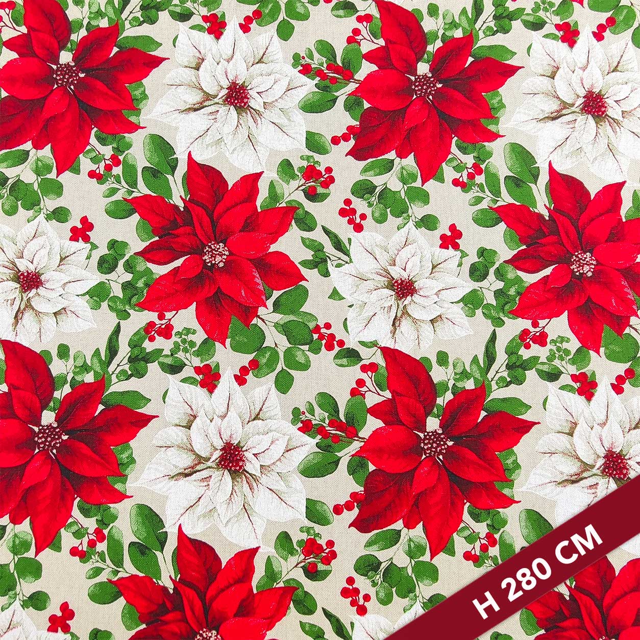 Misto Cotone Stelle di Natale H 280 cm