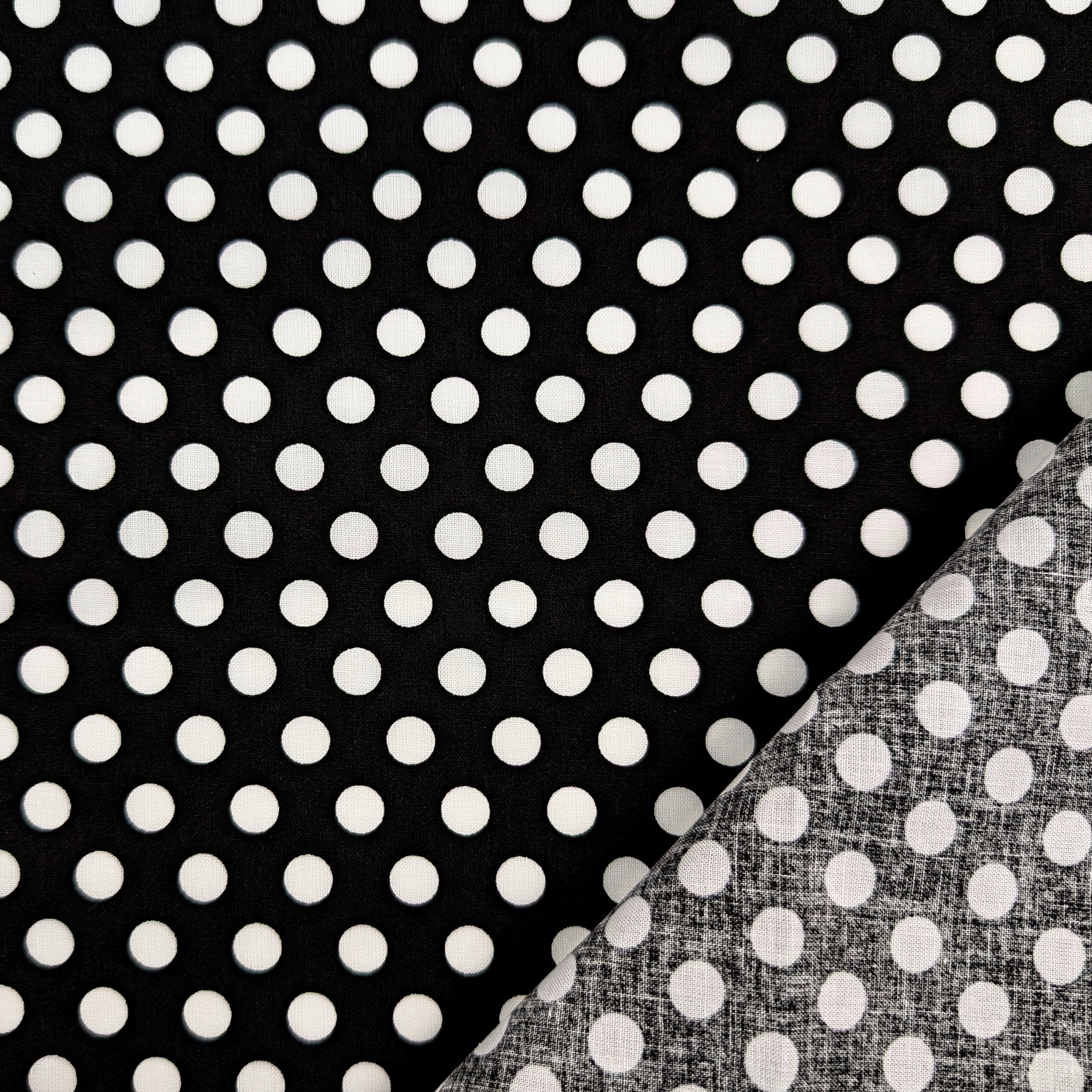 Tessuto Cotone Nero Pois Grandi Image