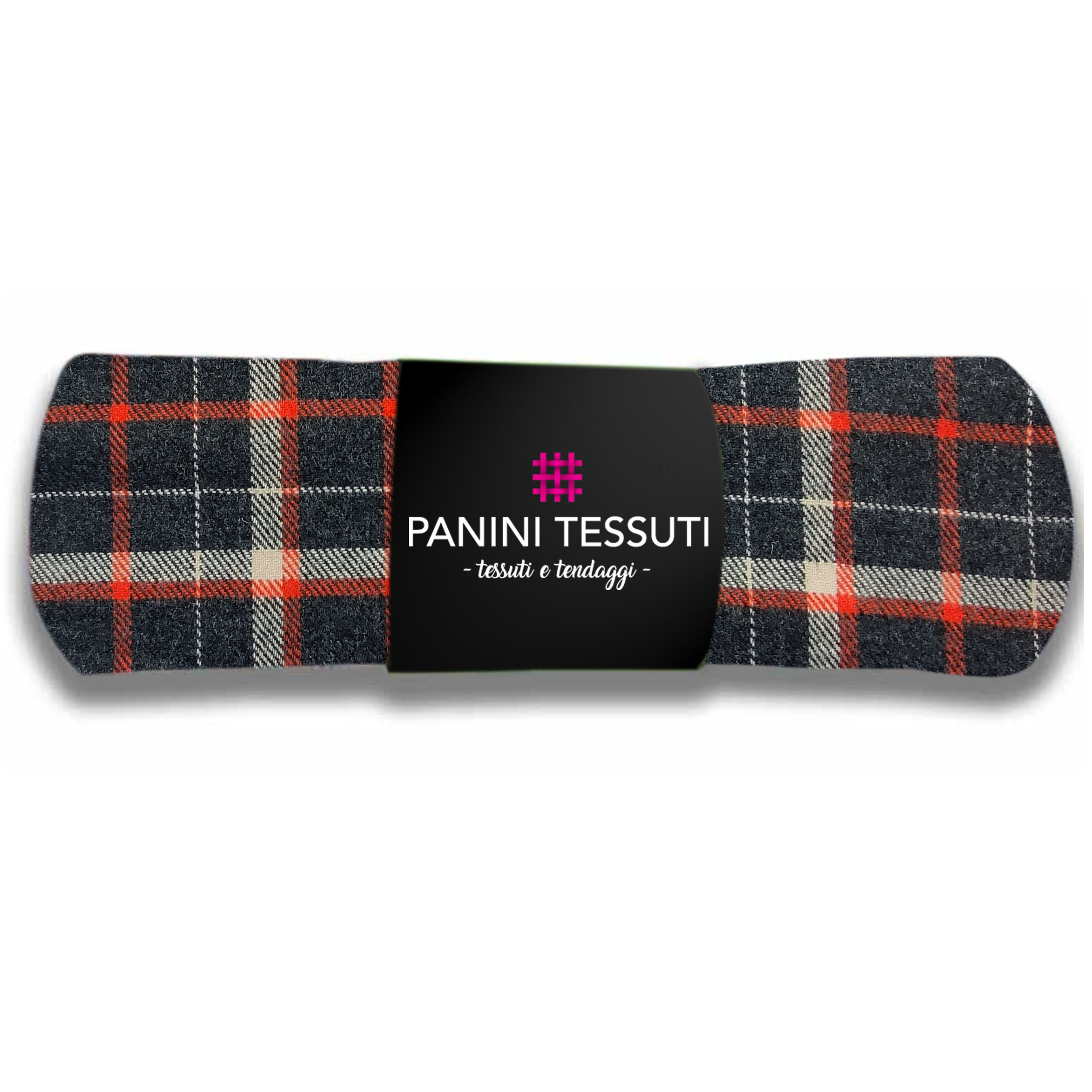 Scampolo Tartan Arancio Bianco Misto Lana