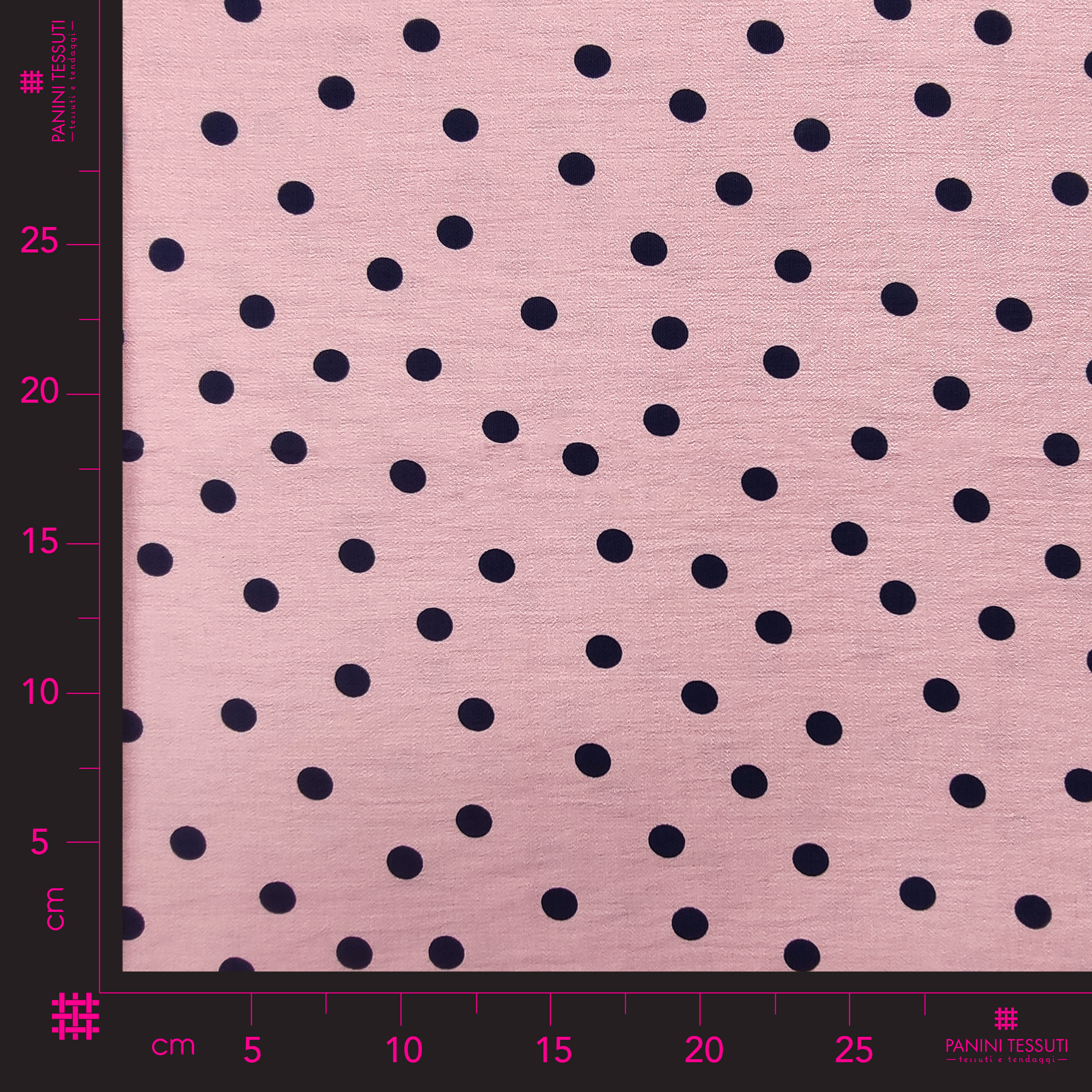 Tessuto Crêpe Viscosa Rosa con Pois