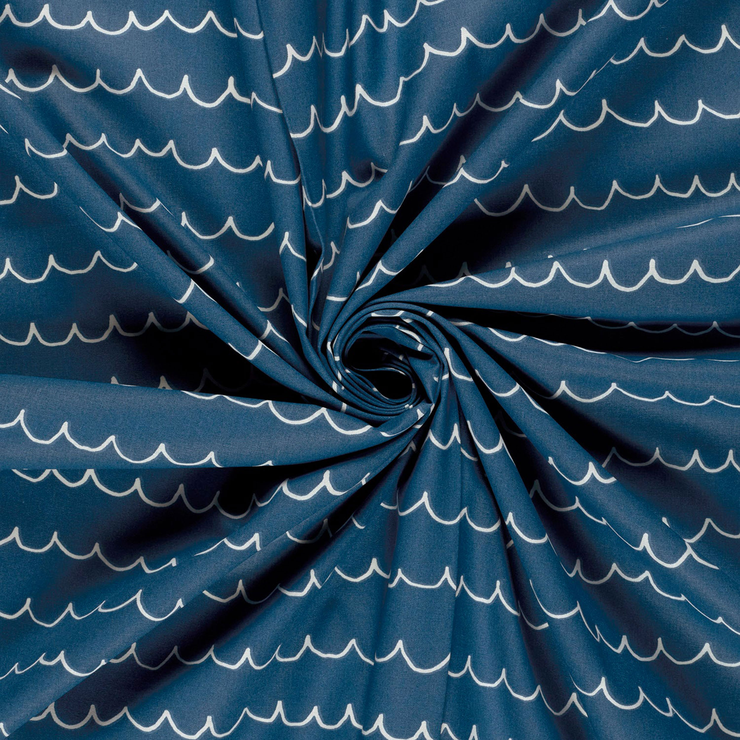 Popeline di Cotone Blu Onde del Mare Image