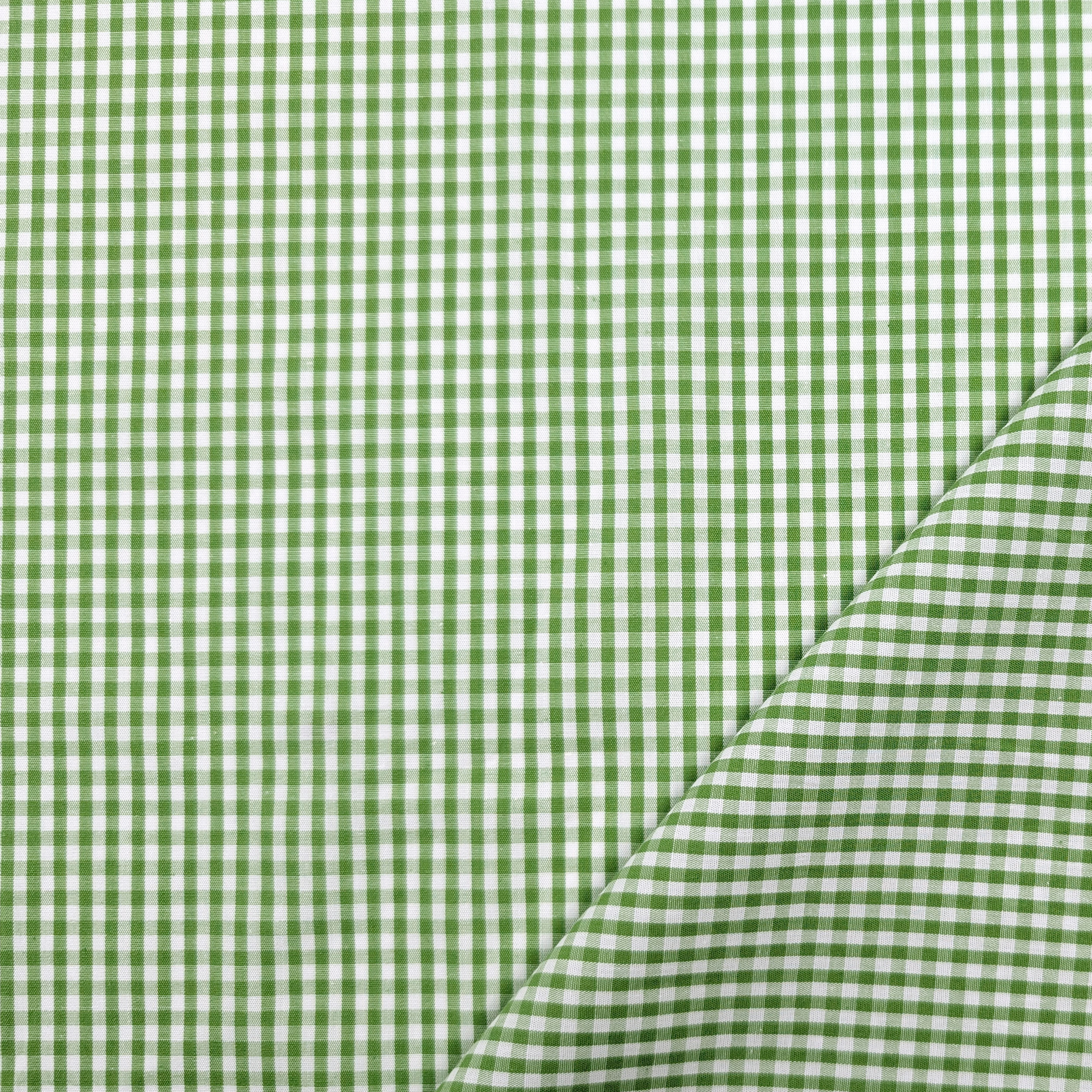 Cotone per Camiceria Quadrettini Verde Chiaro Image