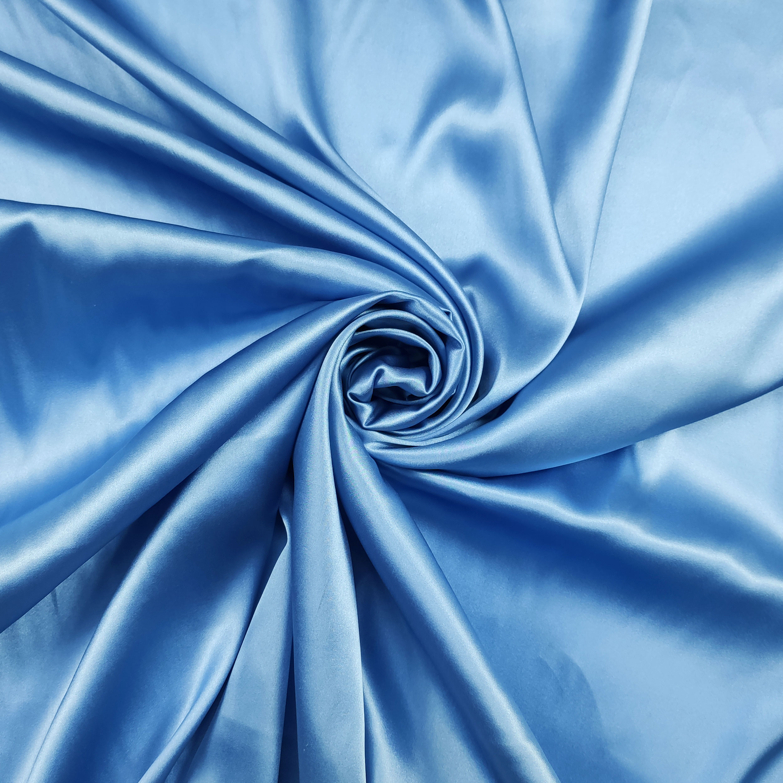 Tessuto Raso di Seta Elasticizzato Celeste