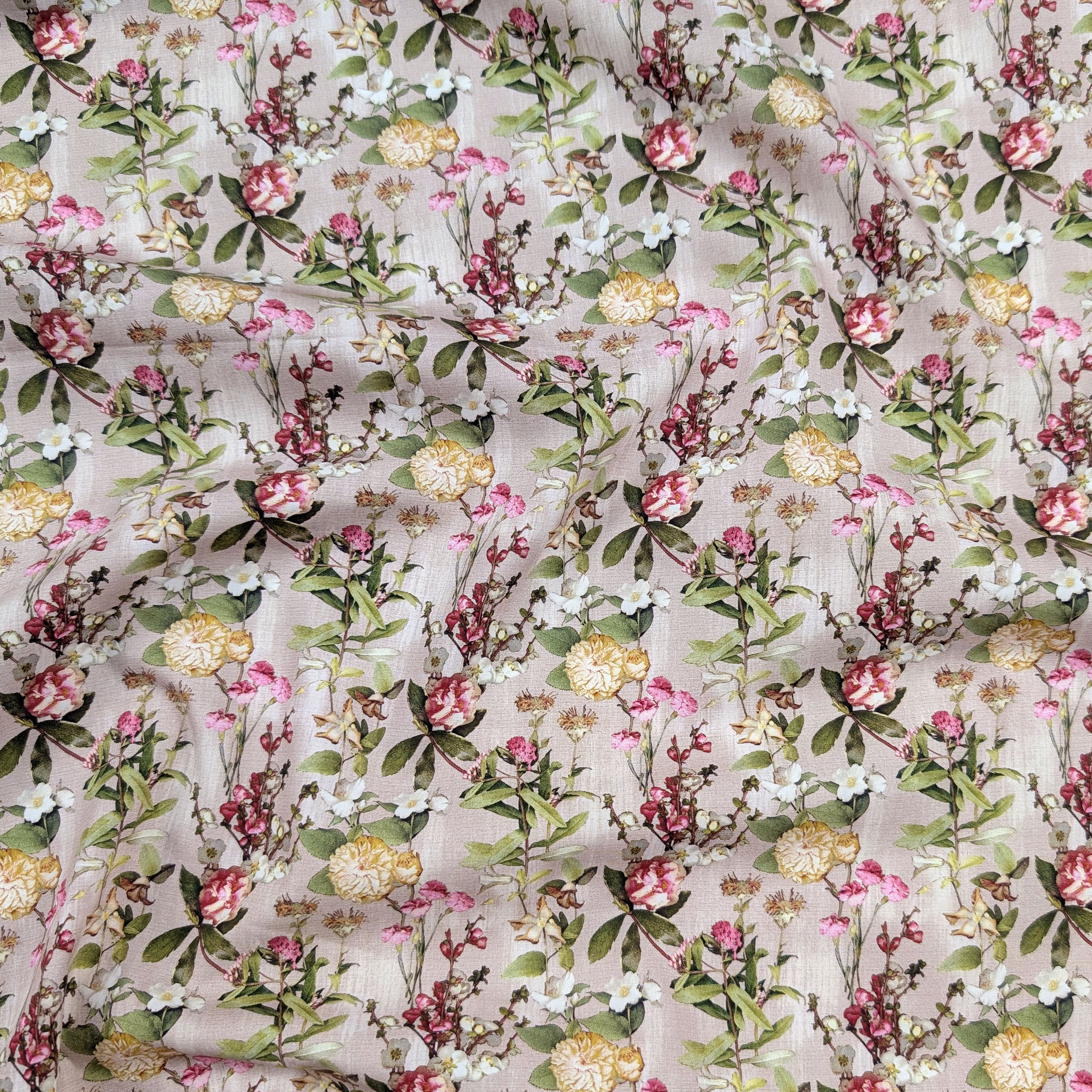 Popeline Cotone Floreale Fiori Fuxia e Gialli Image