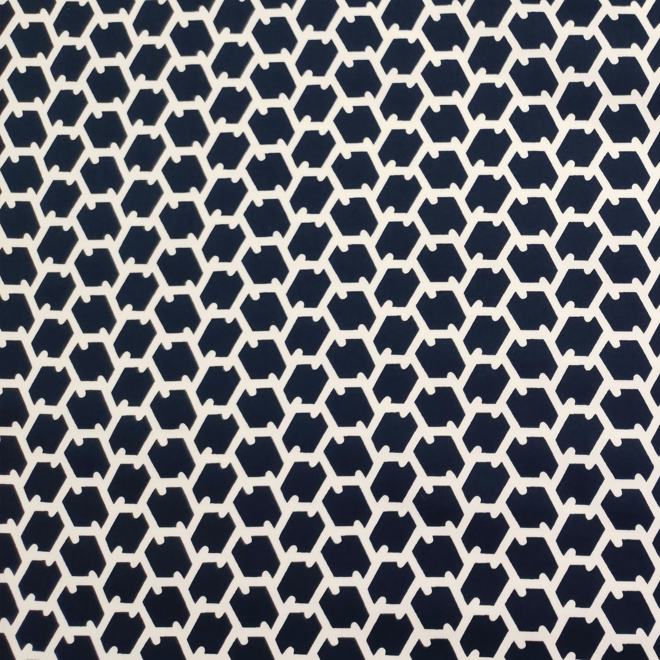 Cotone Elasticizzato Blu Geometria Astratta