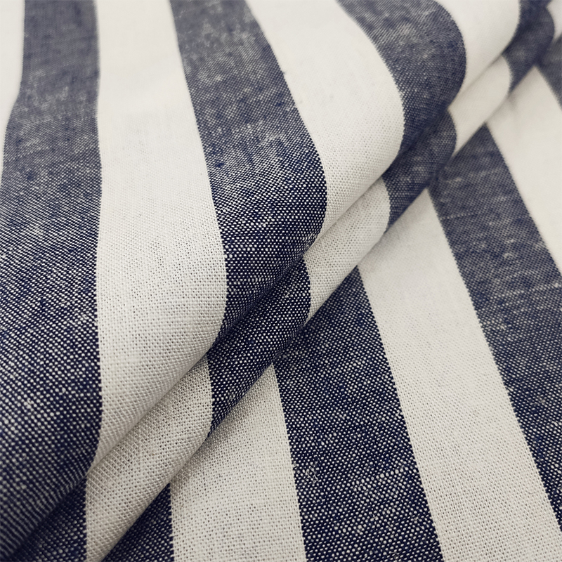 Lino tessuto righe blu