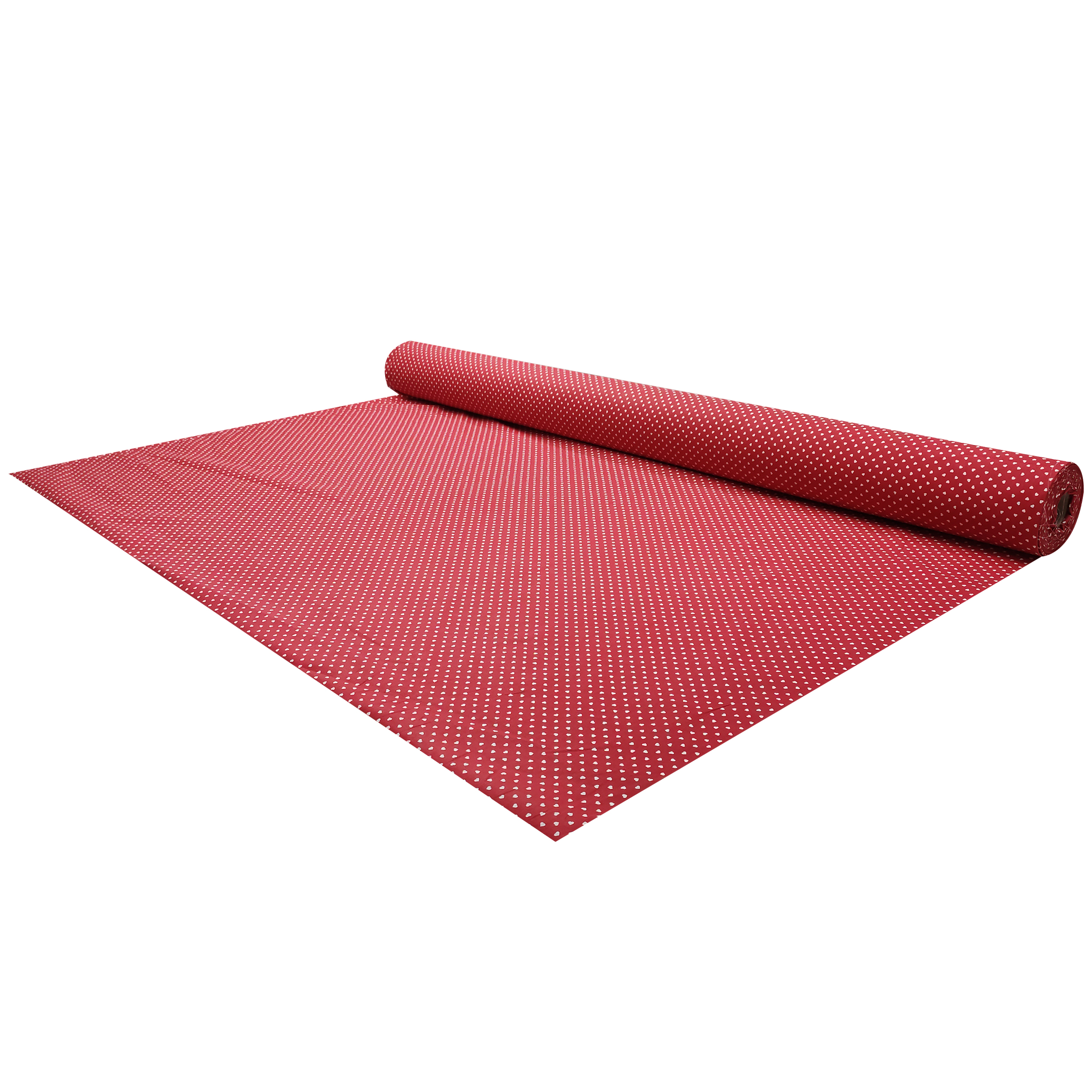Cotone abbigliamento percallino cuori bianchi sfondo rosso