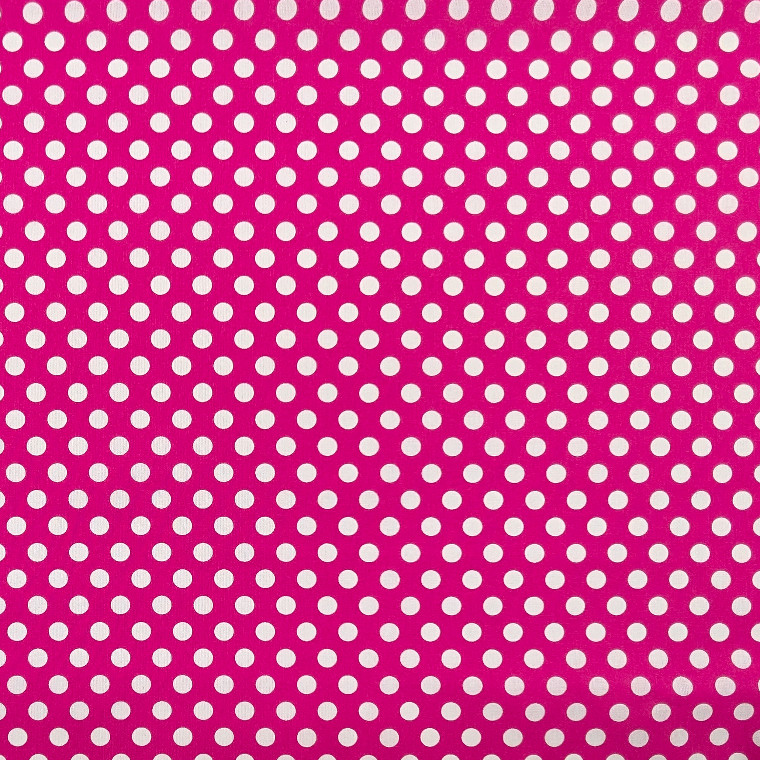 Tessuto Cotone Fuxia Pois Bianchi Grandi Image