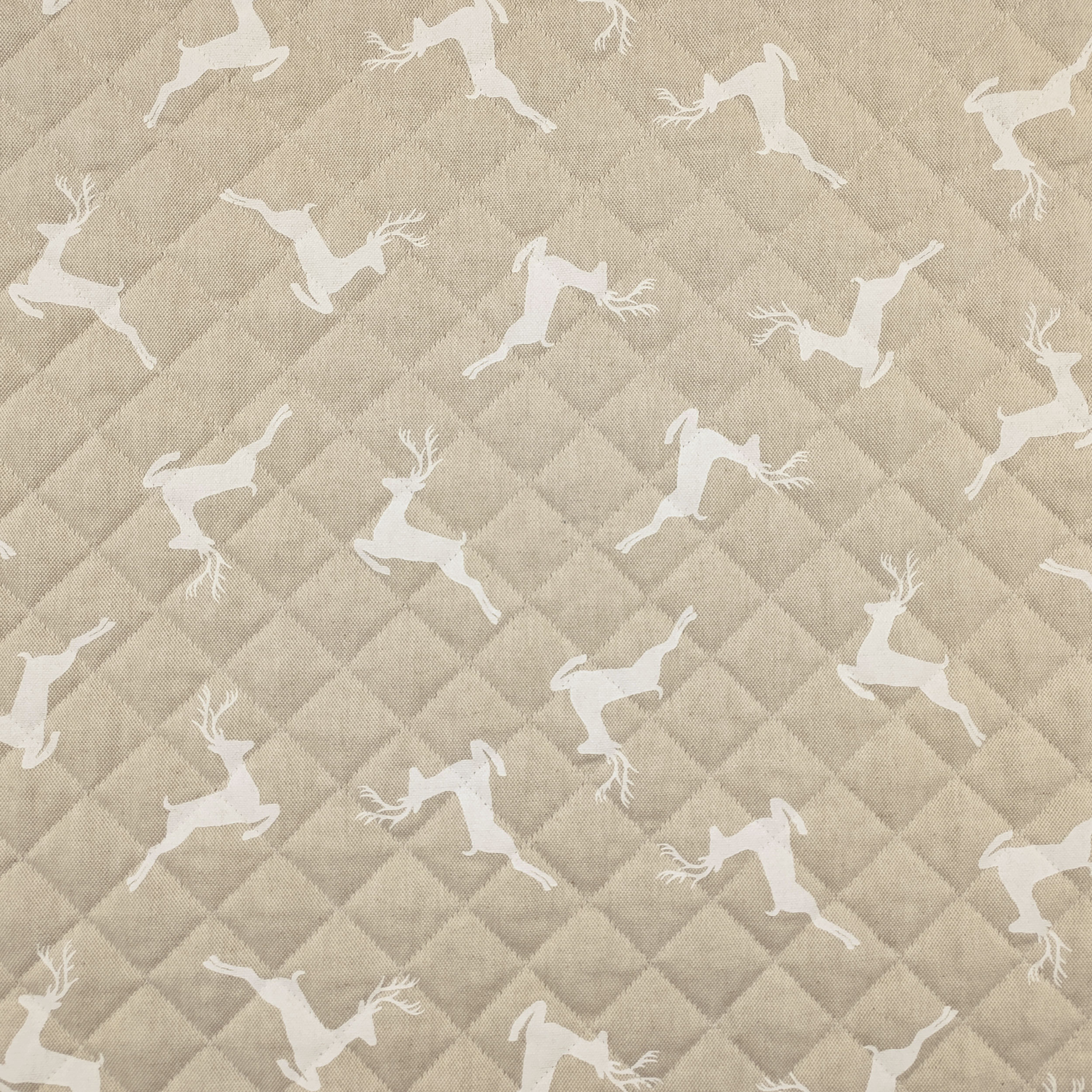 Tessuto Trapuntato Renne Sfondo Beige