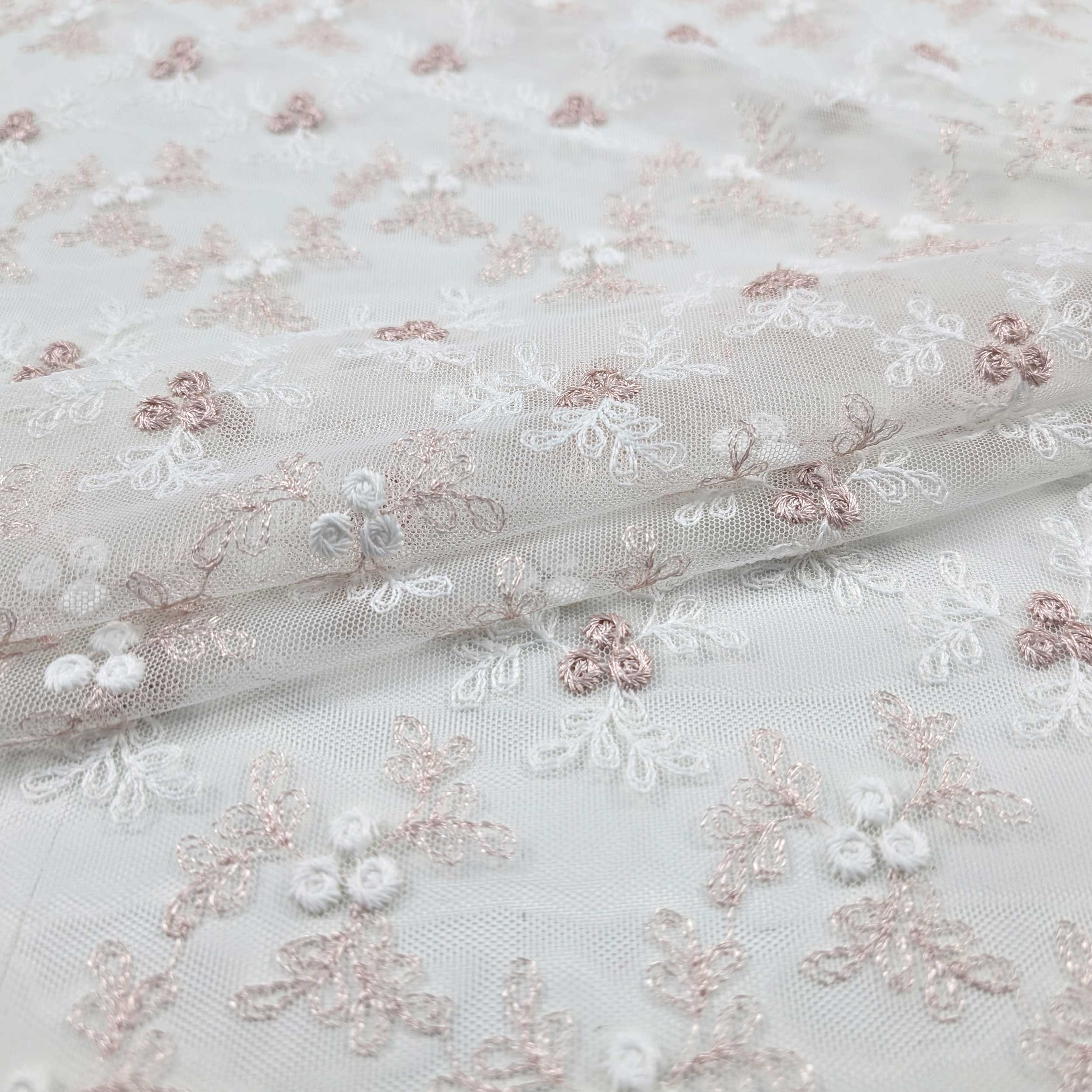 Tessuto Tendino Pizzo Floreale Rosa Image
