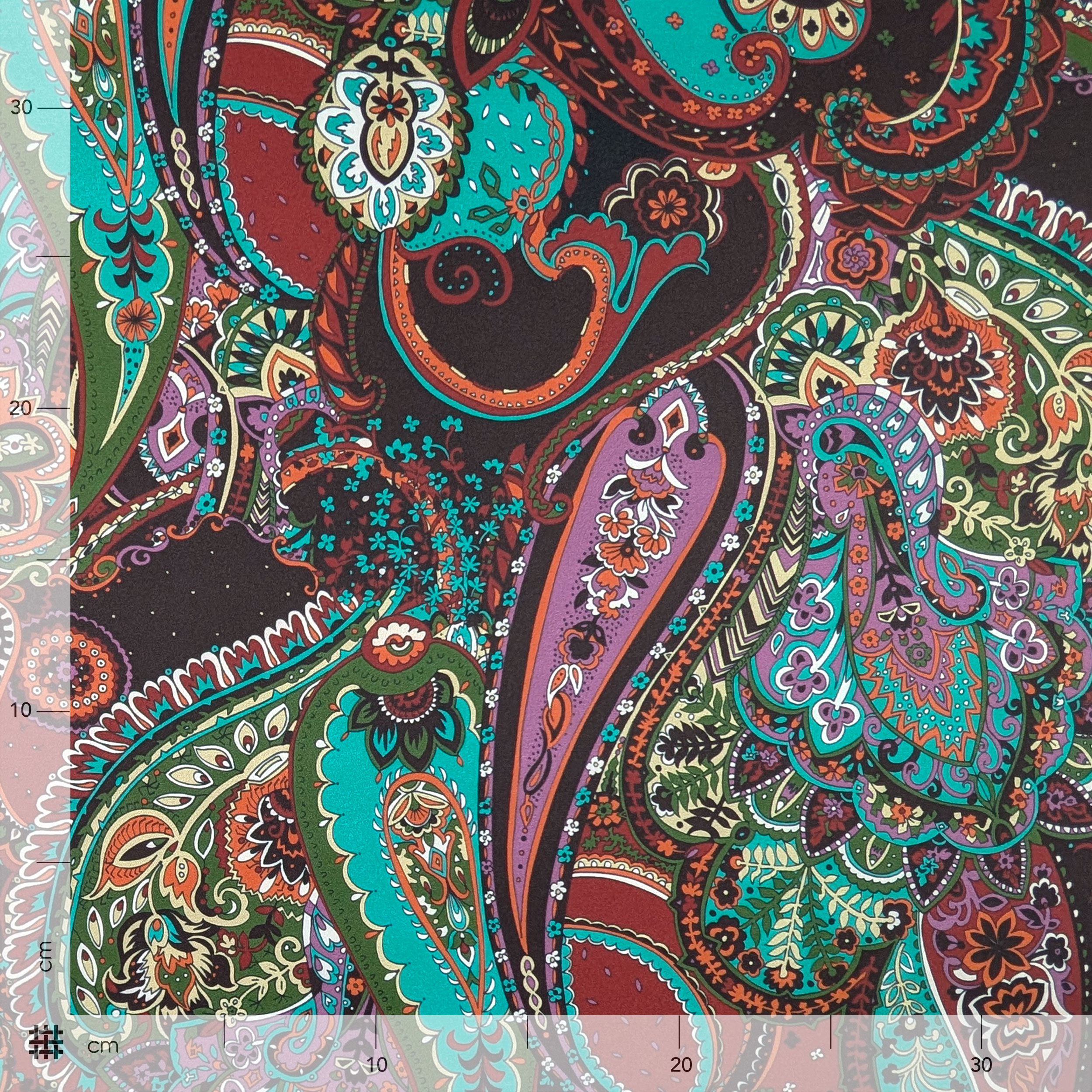 Raso Setato Alta Moda Fantasia Cachemire Multicolor Image