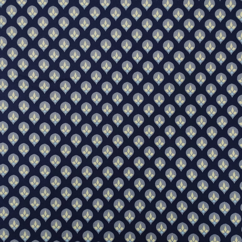 Tessuto cotone gocce di rugiada blu