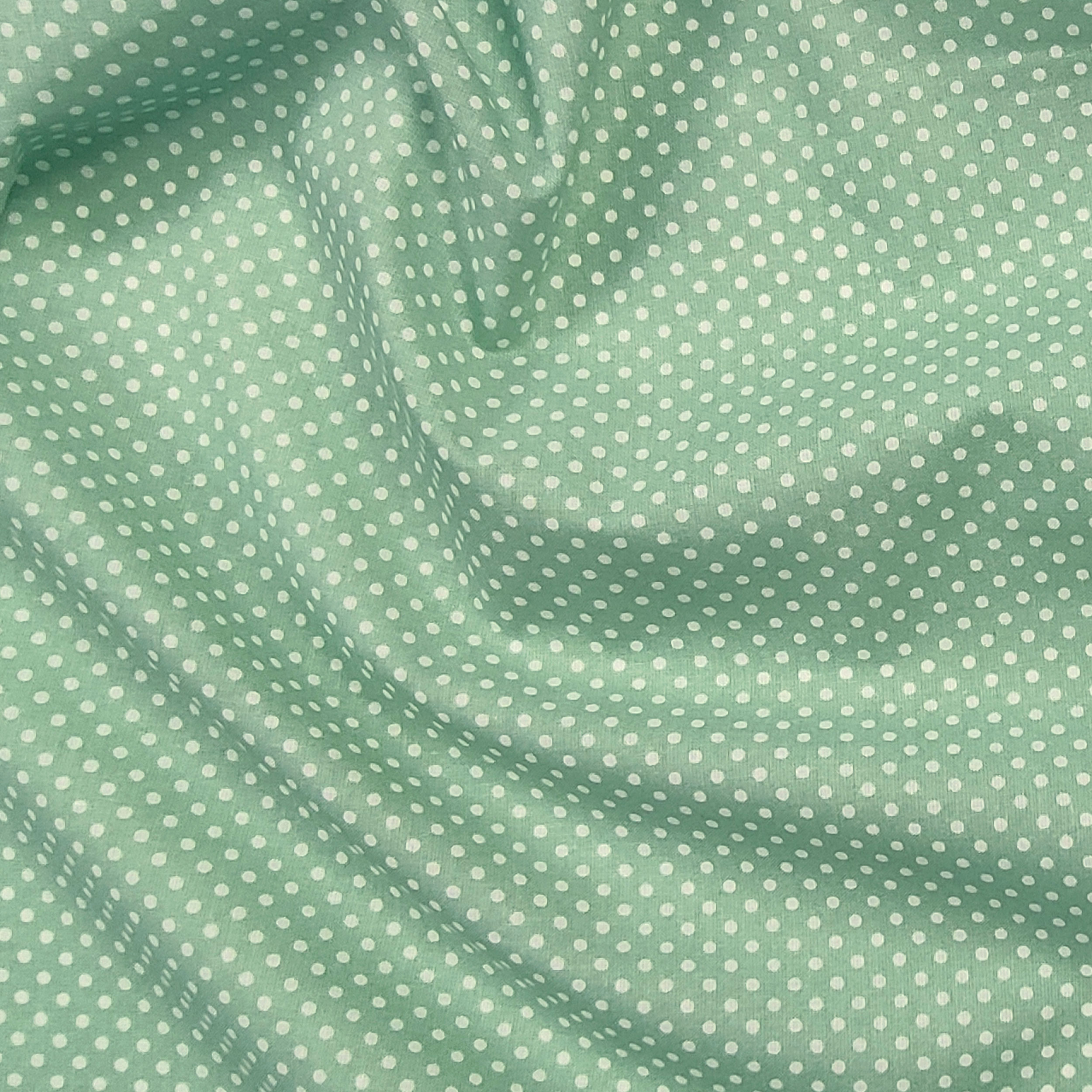 Tessuto Cotone Menta Pois Bianchi Image