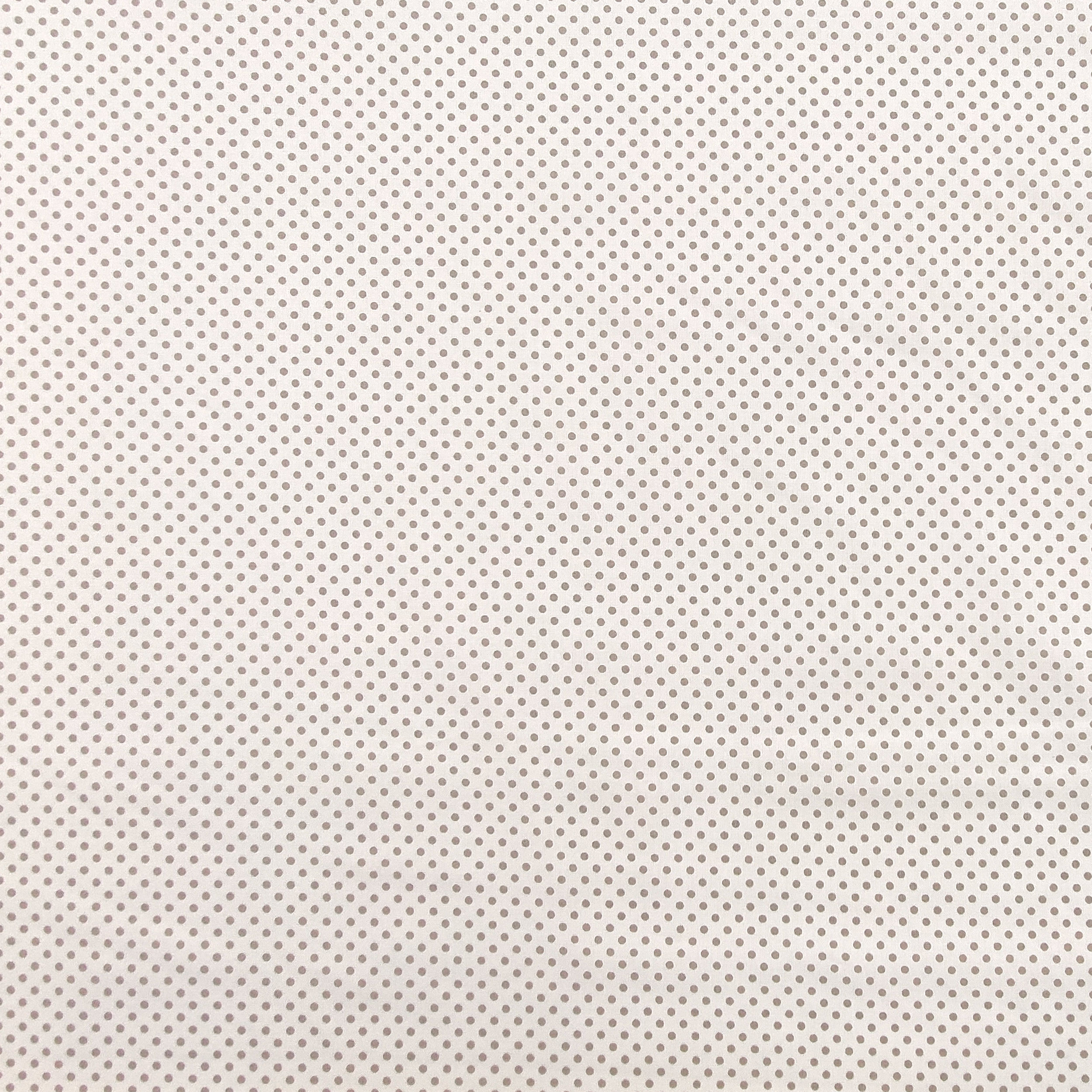 Tessuto Cotone Bianco Pois Tortora Image