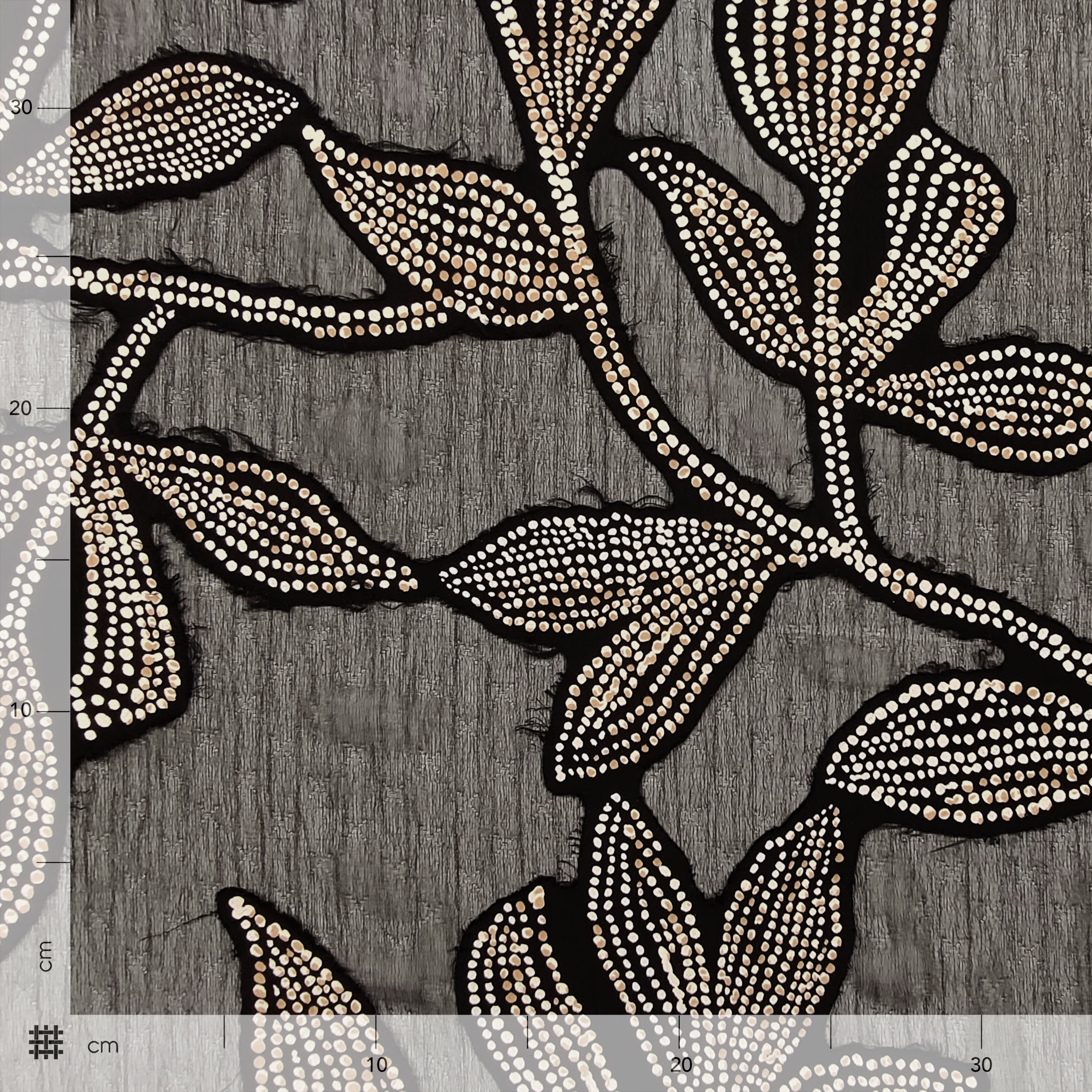 Voile Fantasia Foglie Devorè Beige