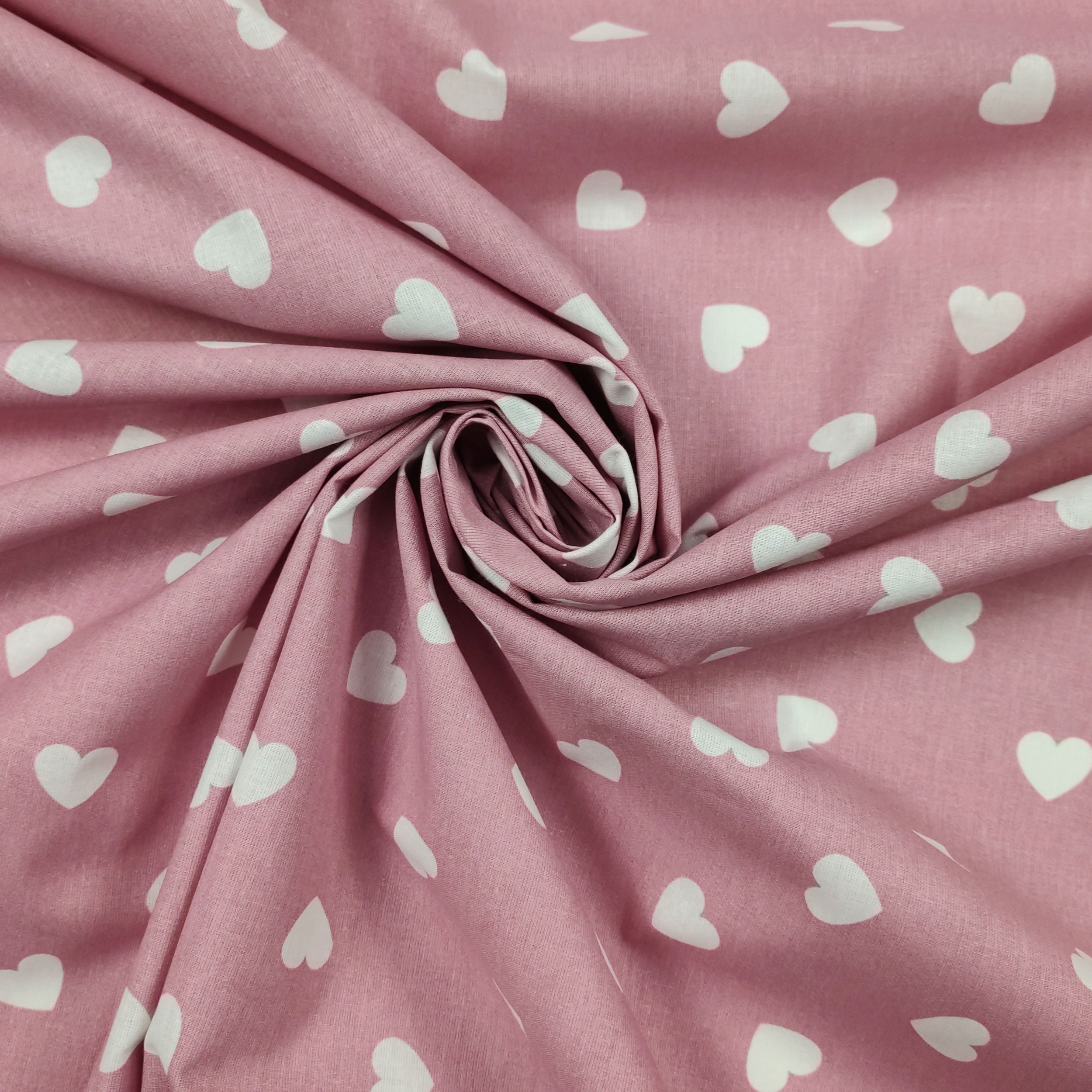 Lenzuolo Cotone Cuori Bianchi con Sfondo Rosa Antico Image
