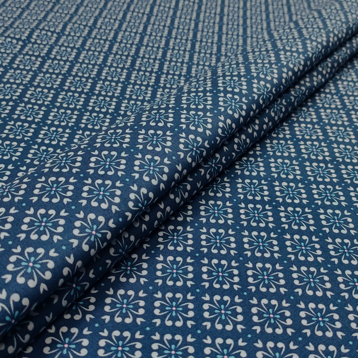 Stoffa di cotone arredo pattern arabico blu scuro