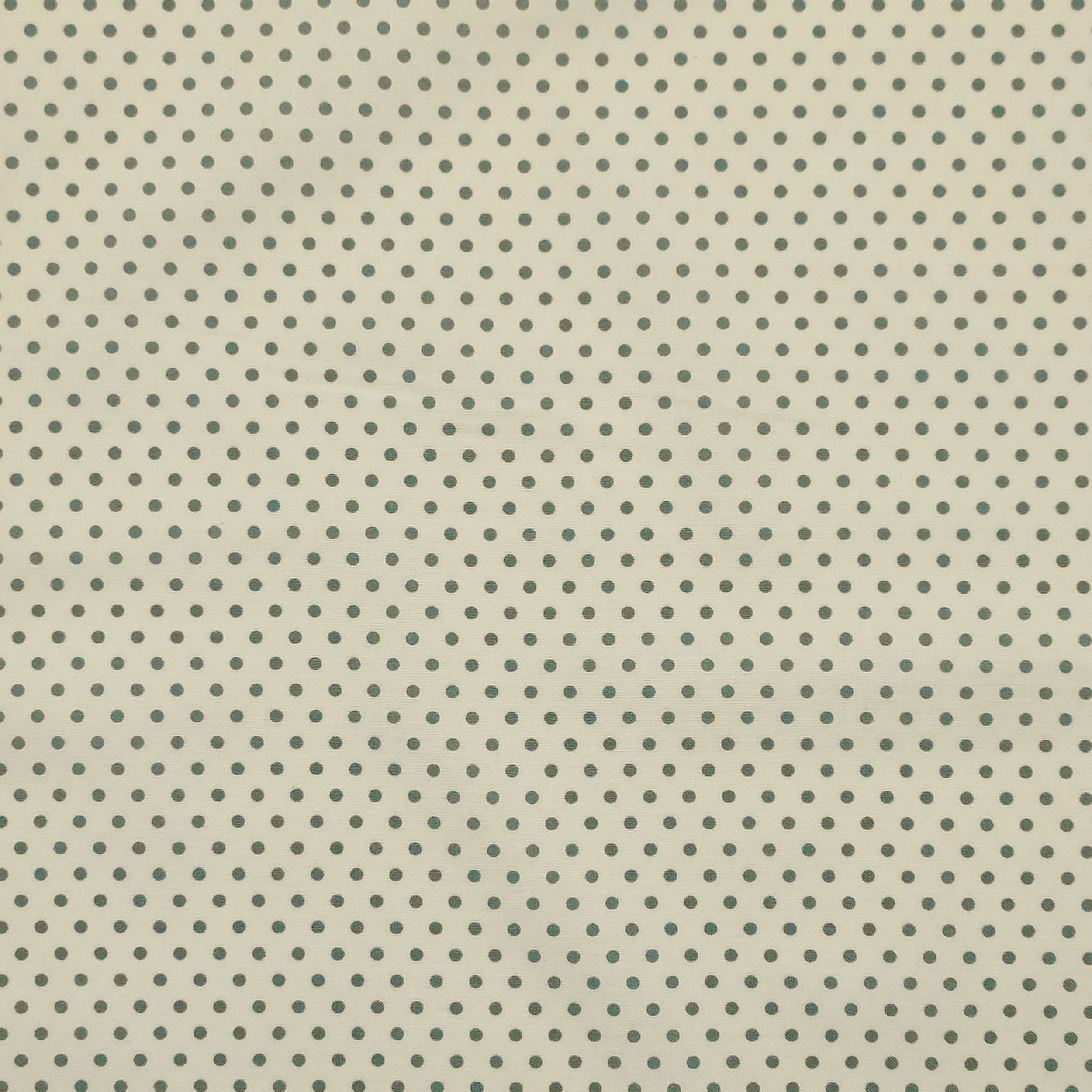 tessuto cotone con pois verdi sfondo panna