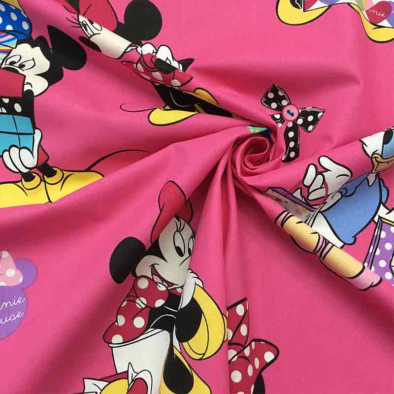 Tessuto Cotone Disney Minnie e Daisy Rosa