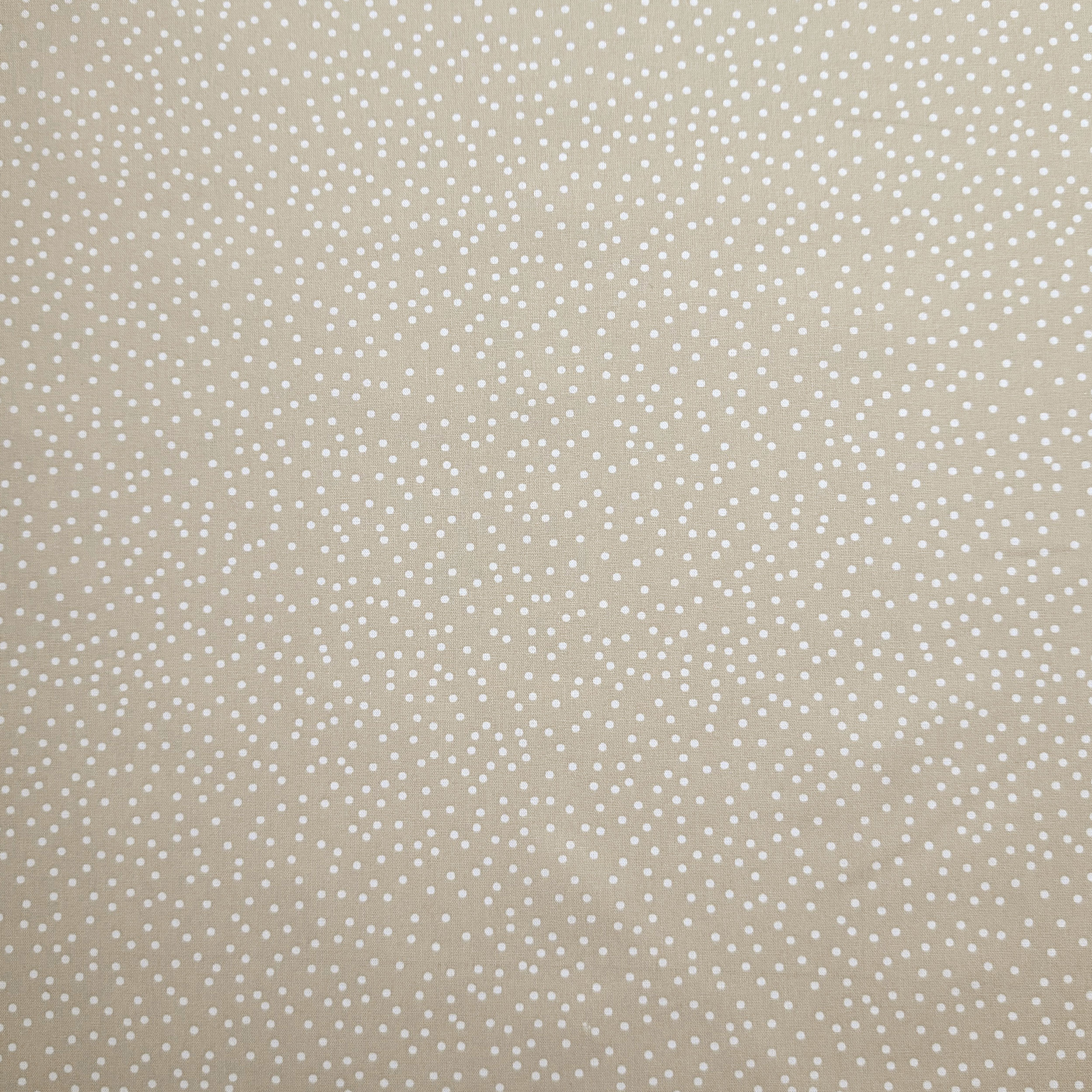 Popeline Cotone Pois Bianchi Sfondo Beige Image