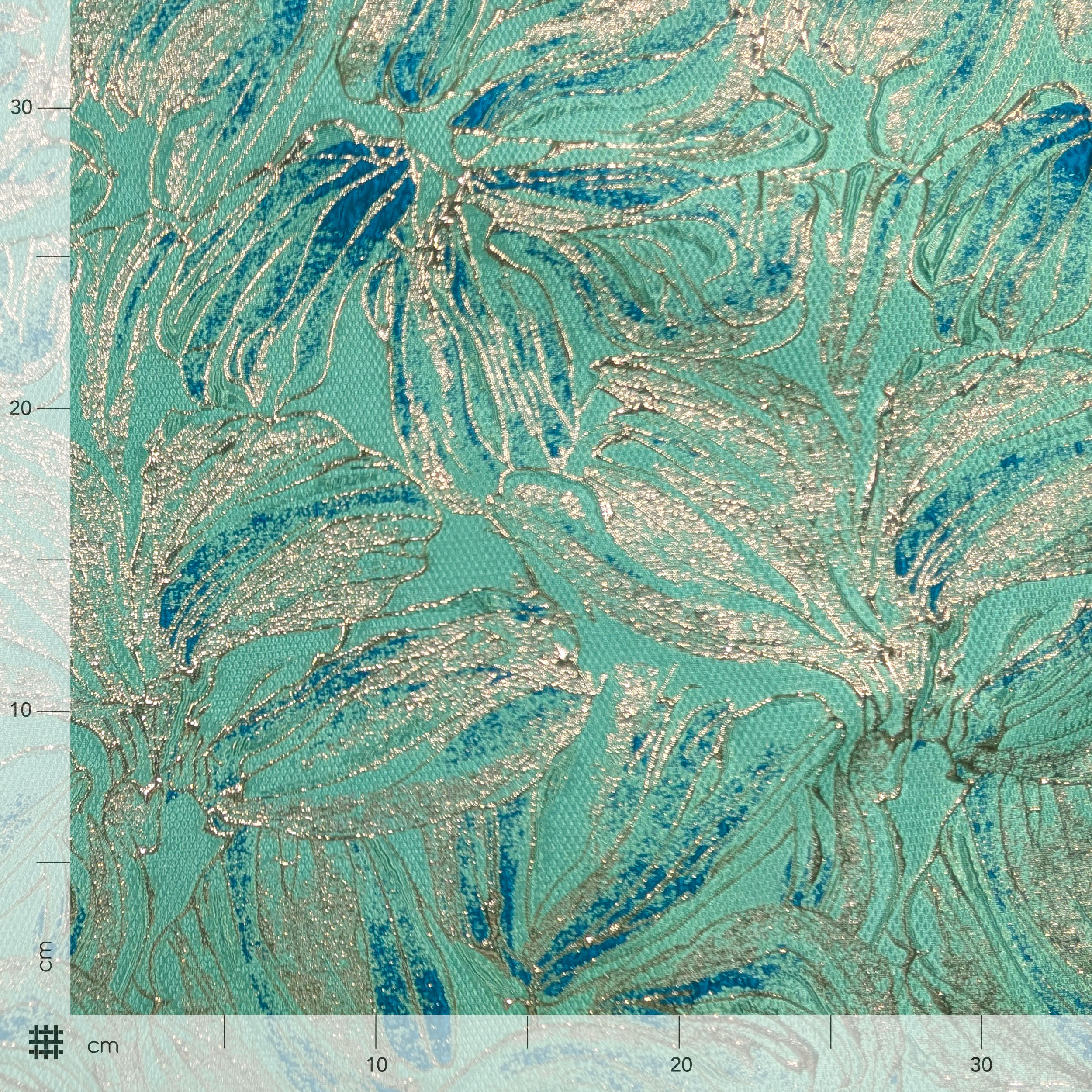 Broccato Alta Moda Floreale Verde e Oro Lurex Image