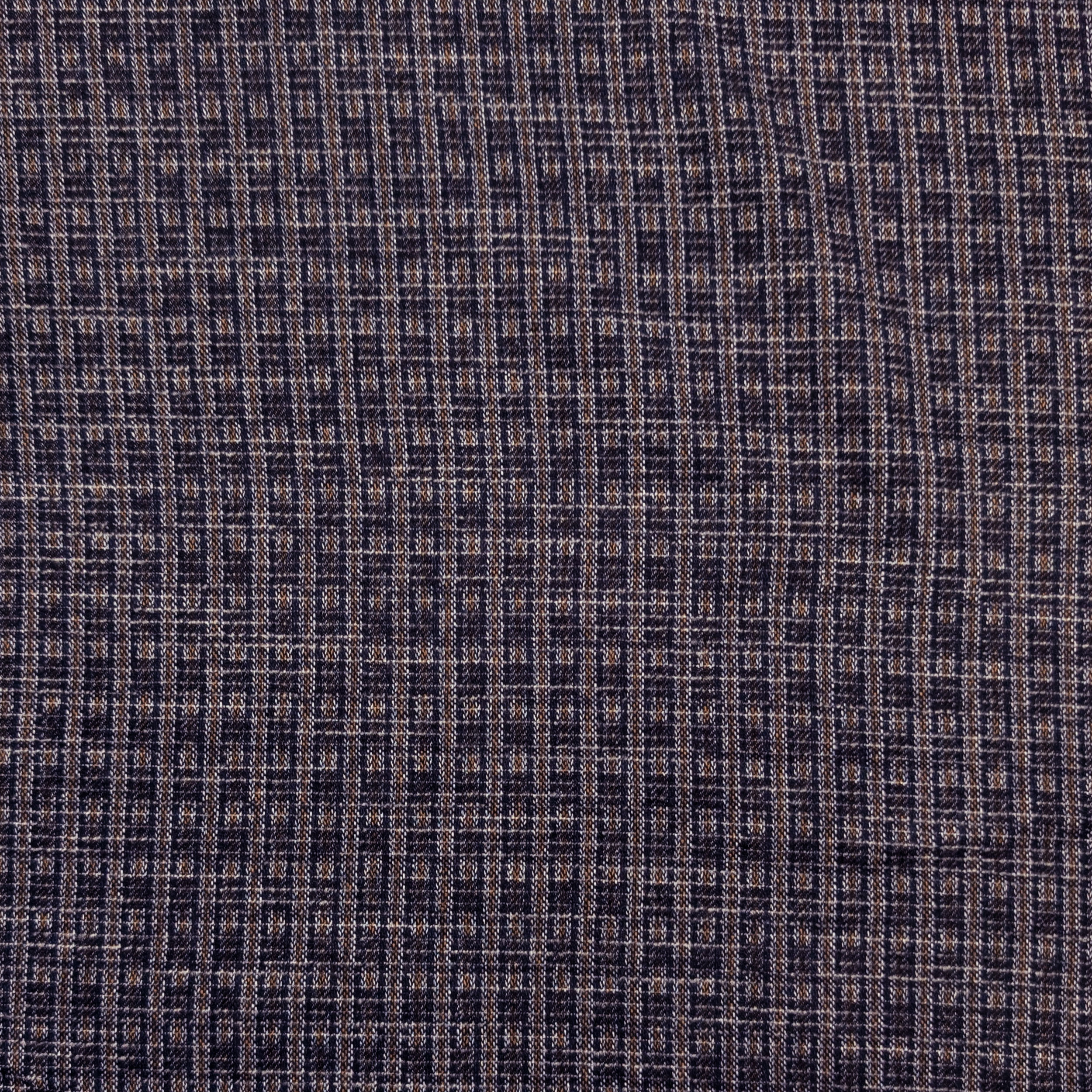 Mussola Jacquard Lana Quadri Ocra Blu Image