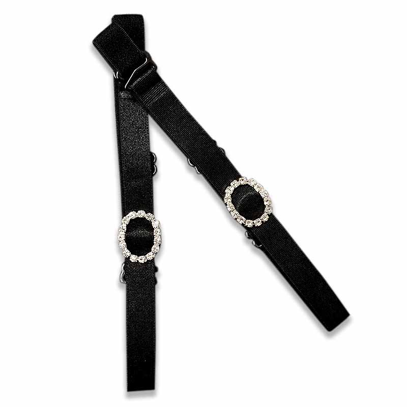 Bretelle Gioiello Microfibra con Strass a Forma Ovale