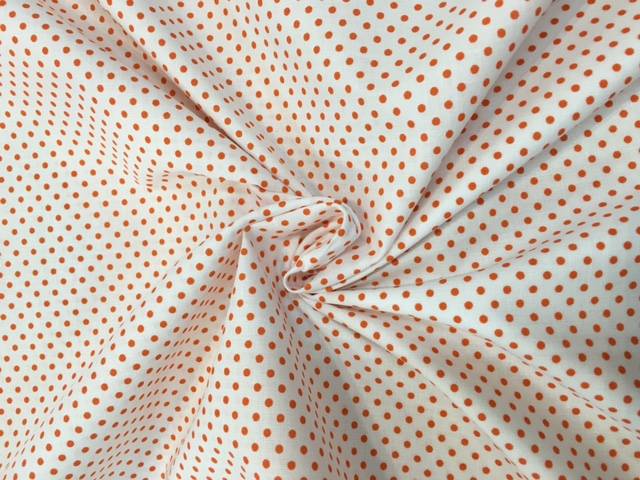 Tessuto cotone con pois arancioni 1