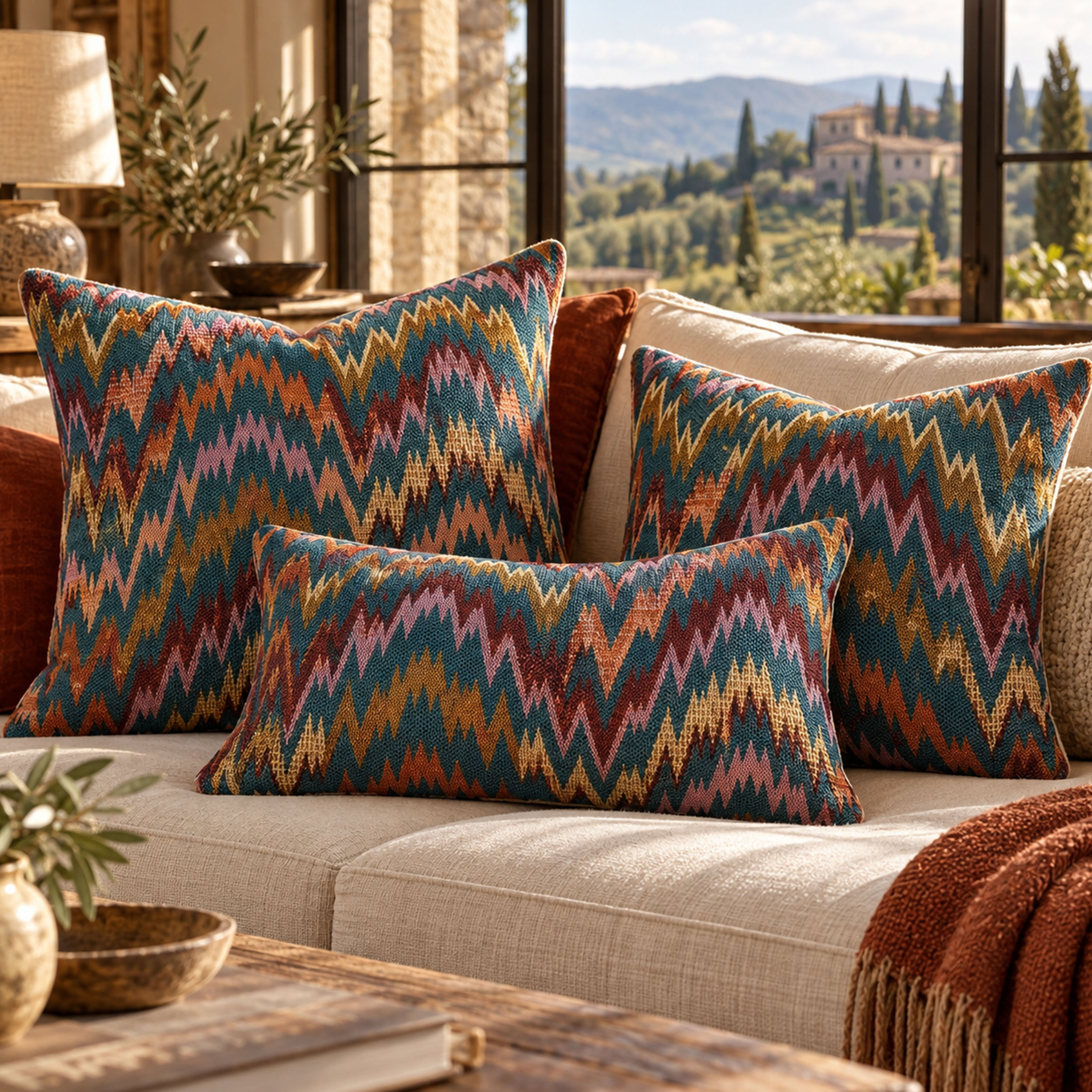 Jacquard Zig Zag Astratto Sfondo Verdone Image