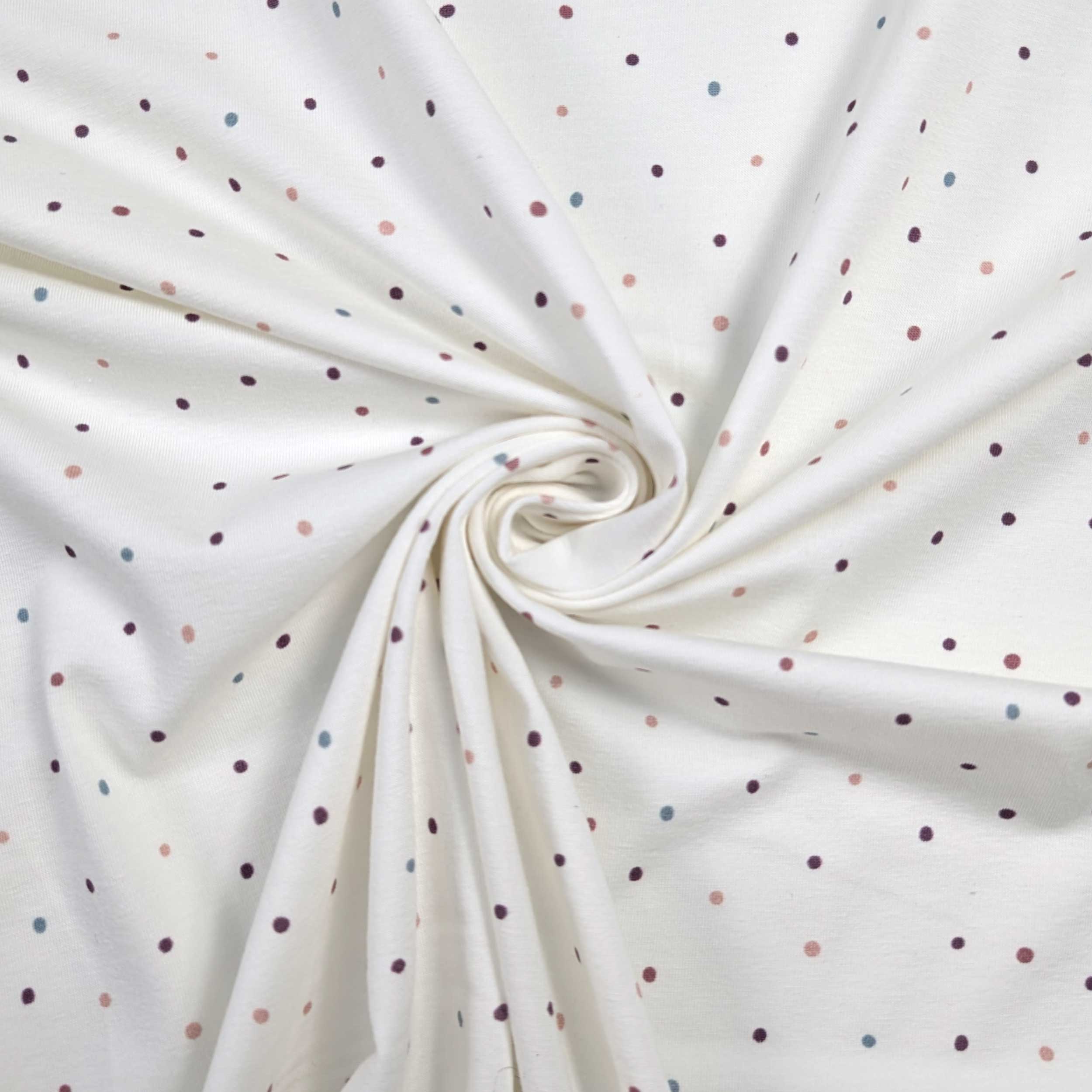 Jersey Cotone Bianco Mini Pois Colorati Image