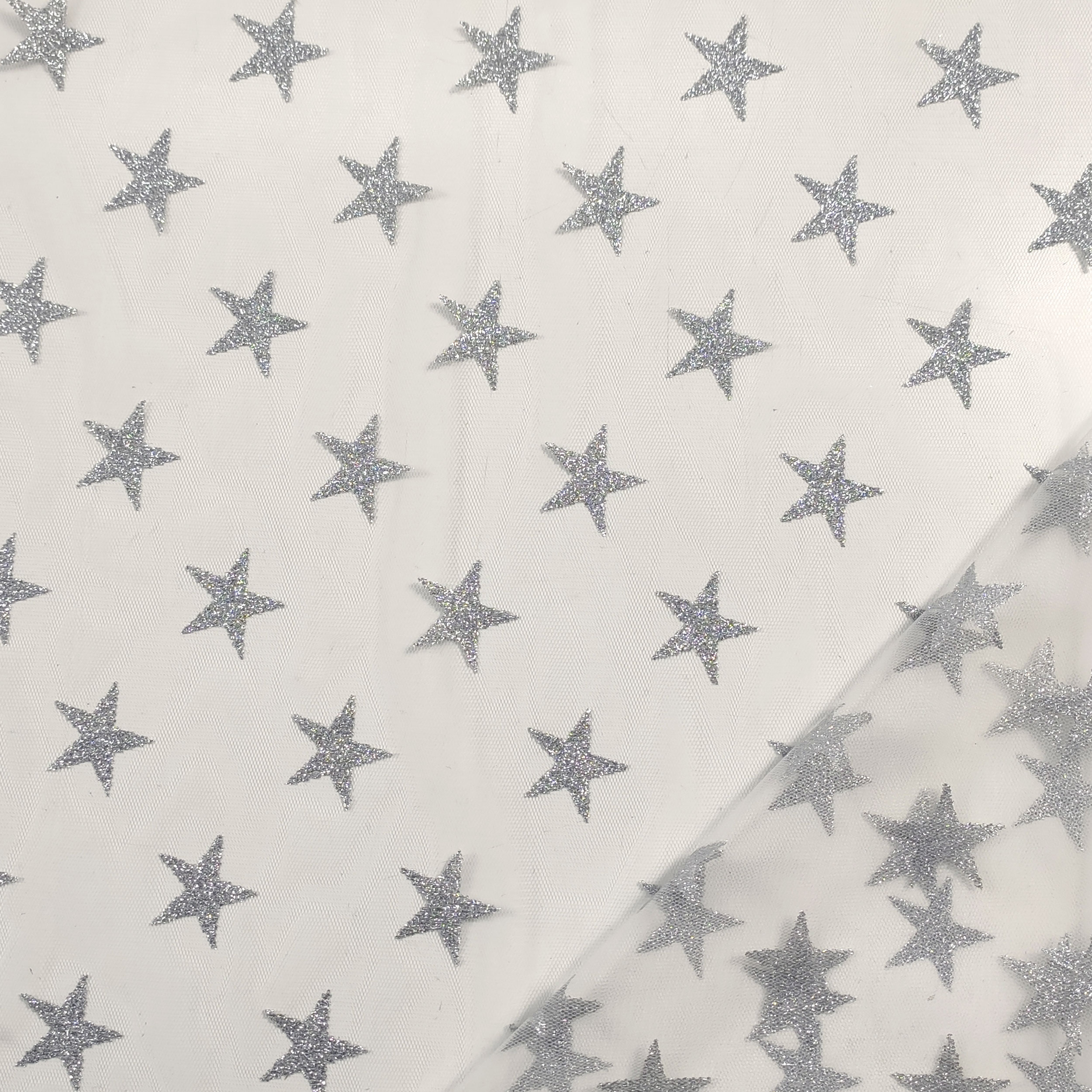 Tulle Stelle Lurex Argento