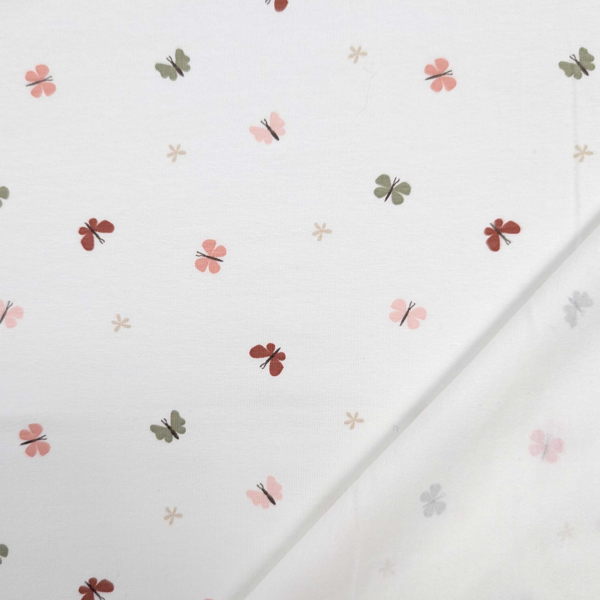 Jersey Cotone Bianco Piccole Farfalline Image