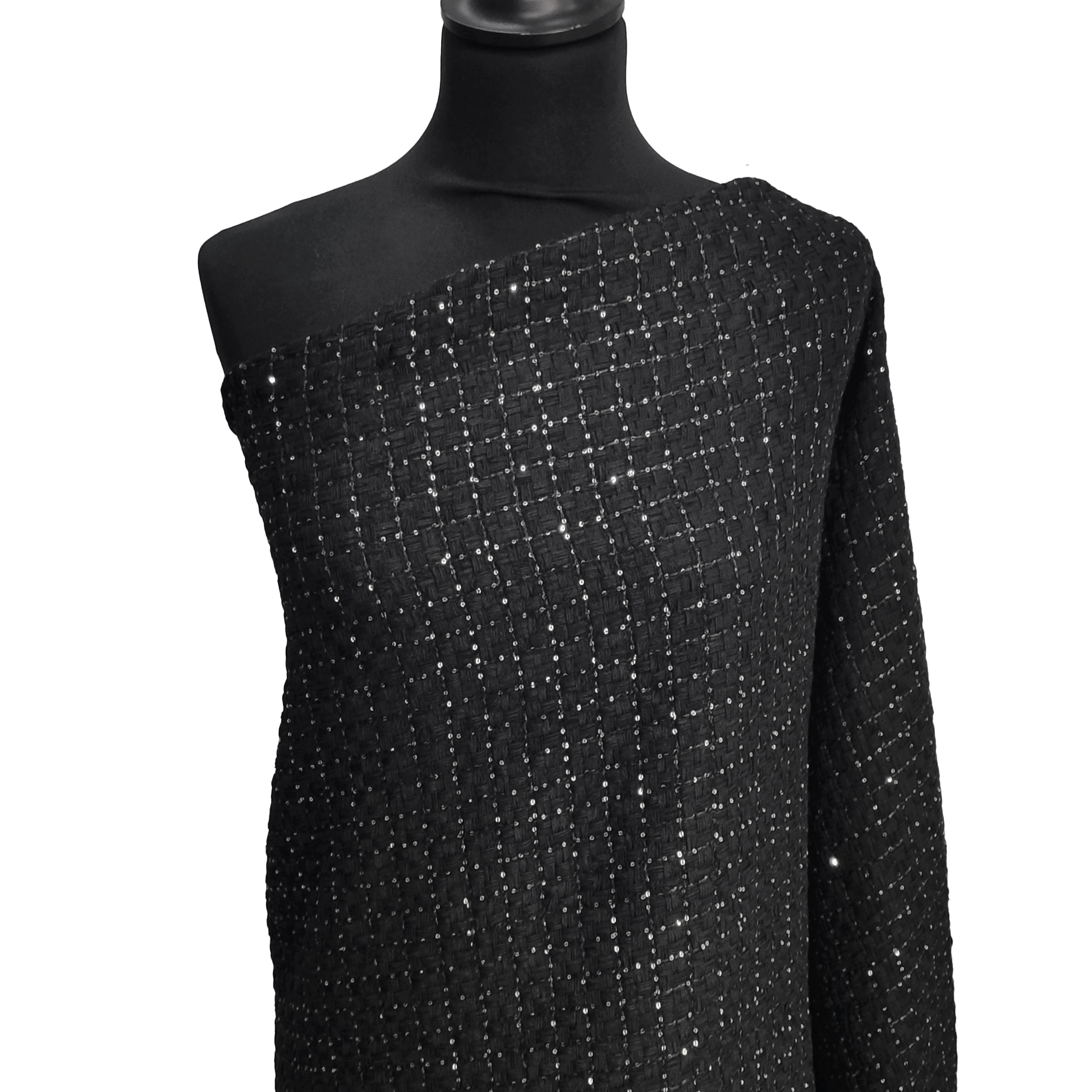 Jacquard Moda Nero con Micro Paillettes