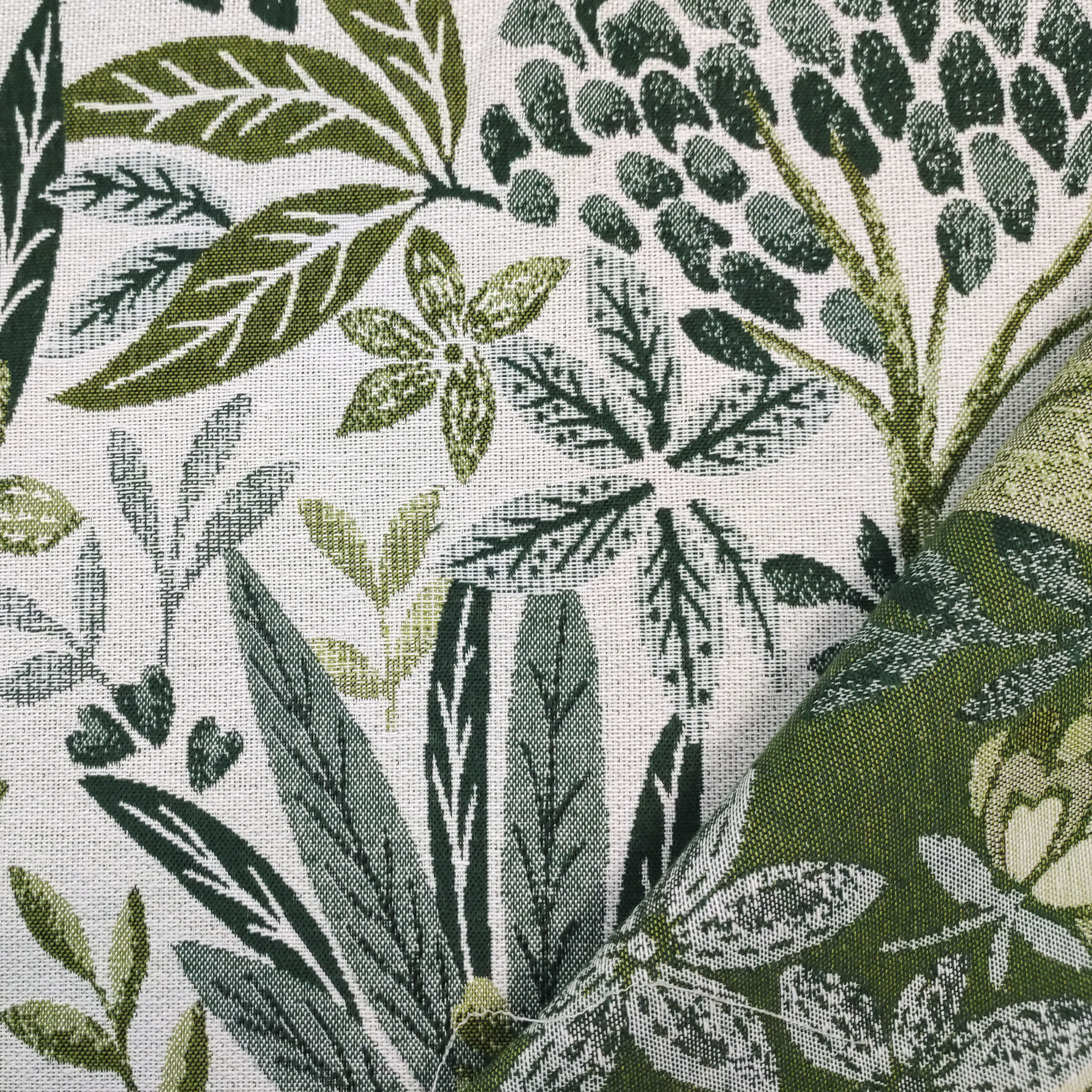 Jacquard Fiori e Foglie Verdi