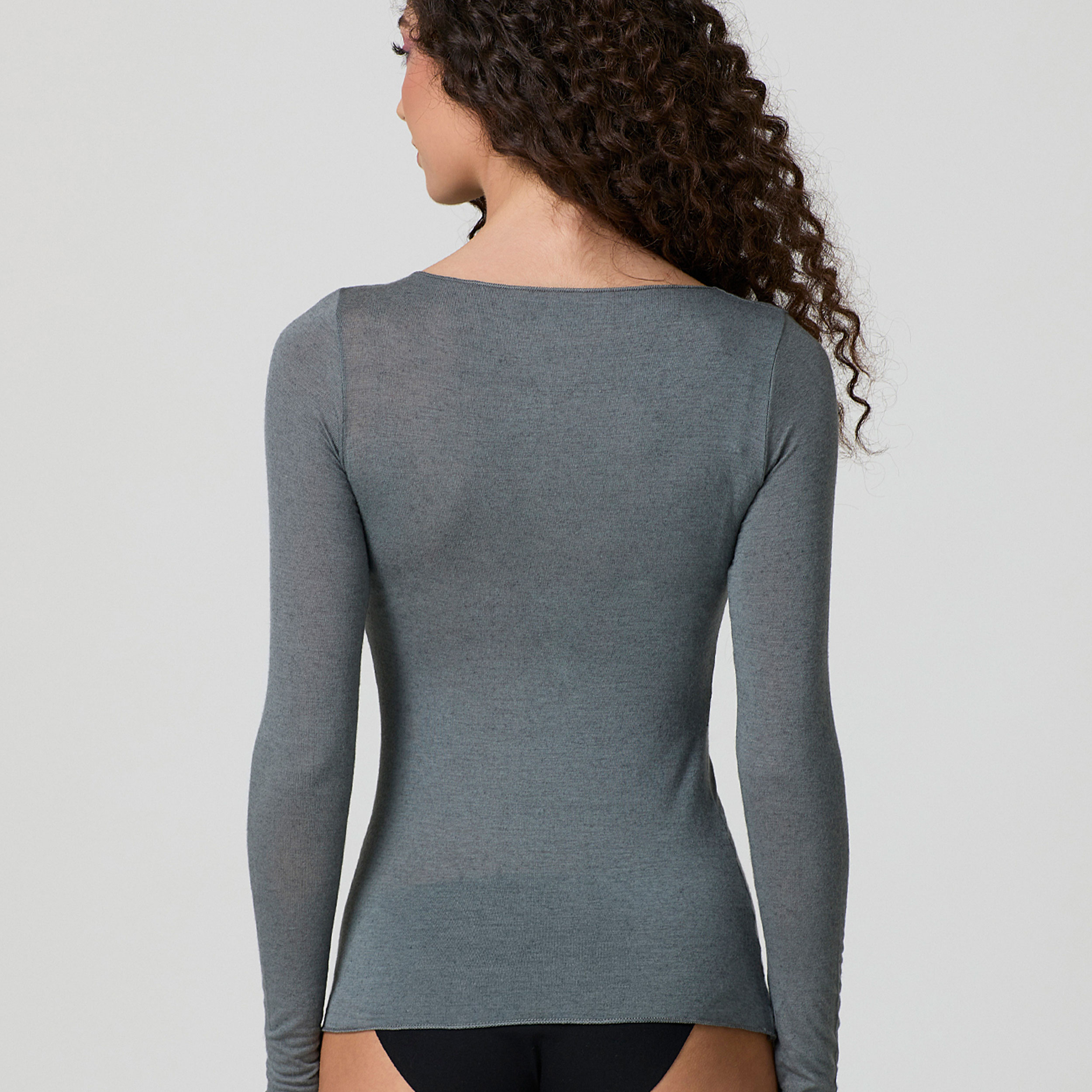 Maglia Cashmere Scollo a Barca Jadea Grigia Image