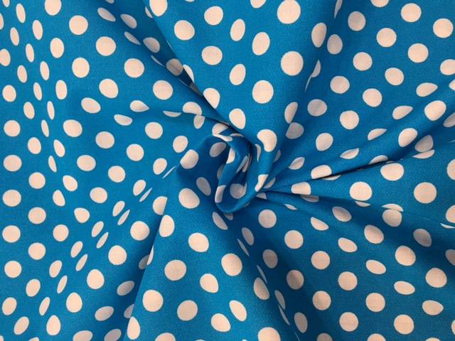 Tessuto cotone turchese a pois grandi 2