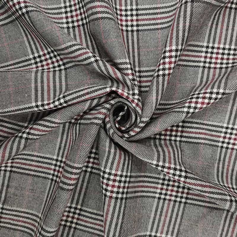 Tessuto Scozzese Quadri Bordeaux e Marrone