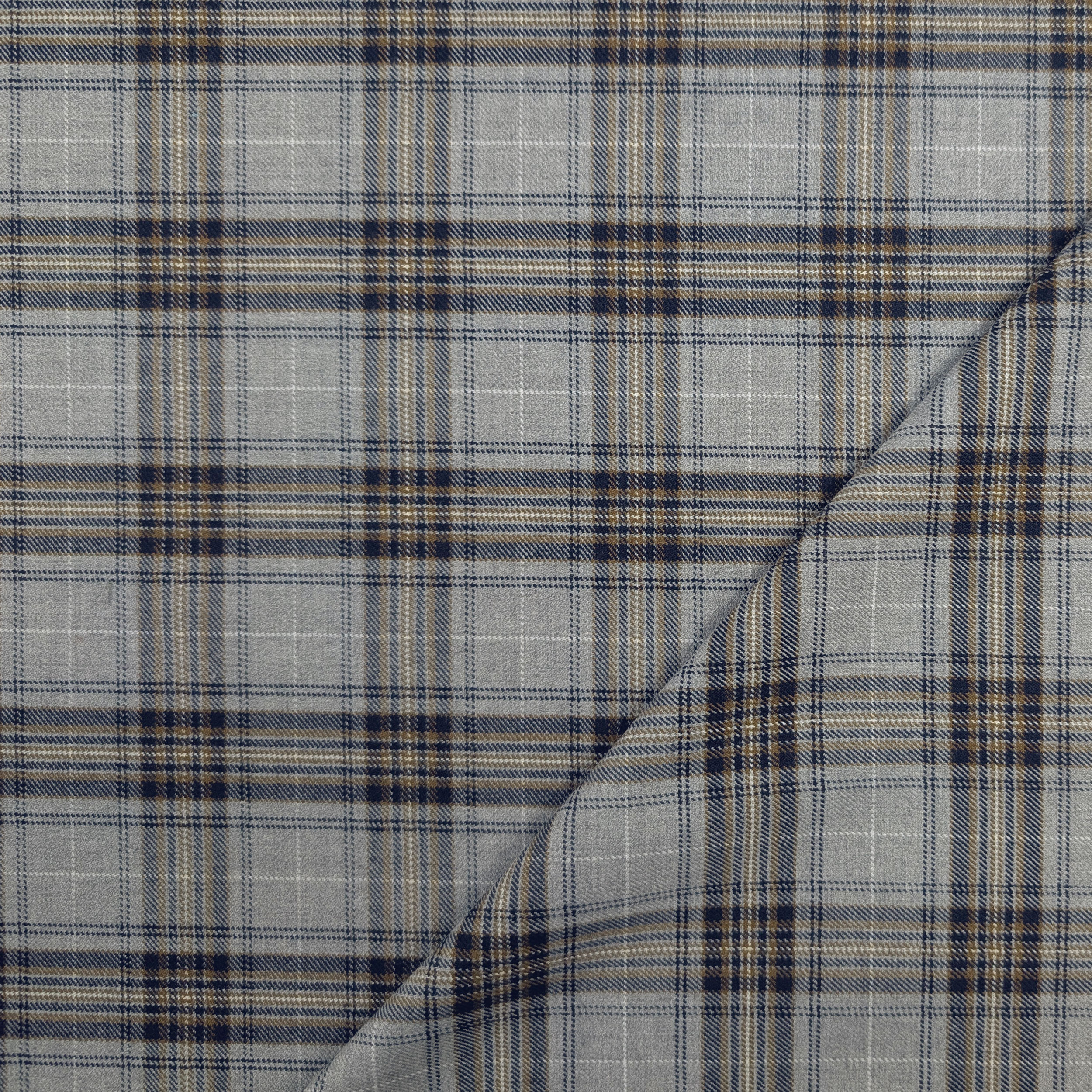 Tartan Righe Beige e Blu Sfondo Grigio Image