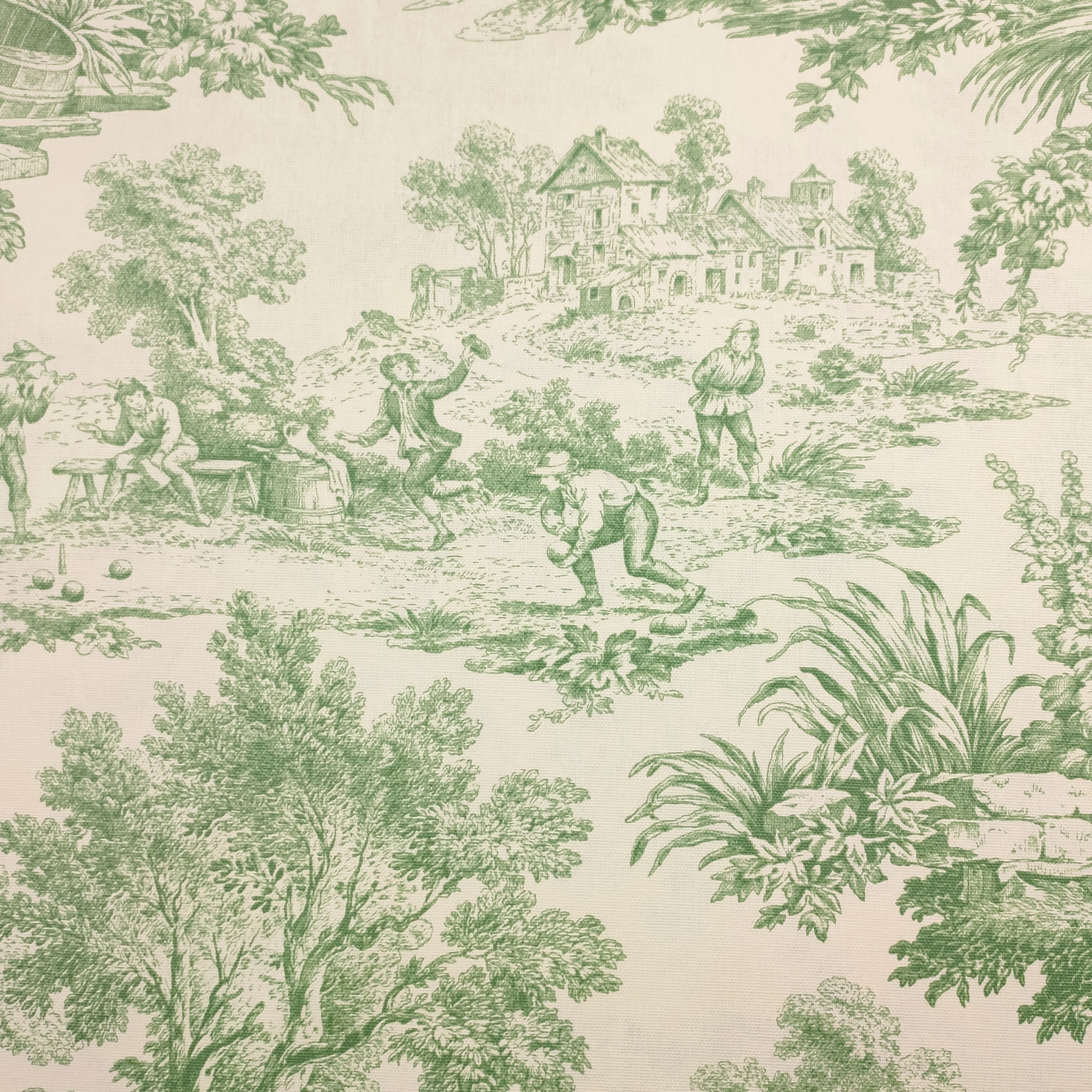 Tovaglia Confezionata Resinata Toile de Jouy Verde
